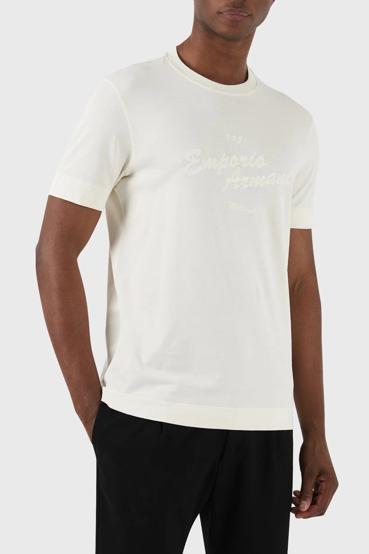 Emporio Armani Pamuklu Regular Fit Bisiklet Yaka Erkek T Shirt 3D1TH1 1JOCZ 0128 EKRU - 5