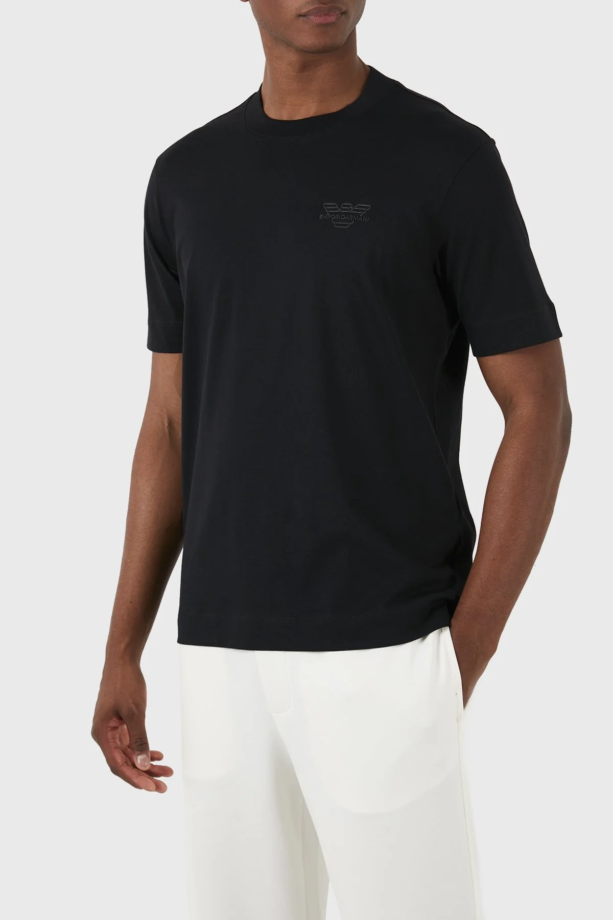 Emporio Armani Pamuklu Regular Fit Bisiklet Yaka Erkek T Shirt 3D1TH3 1JOCZ 0052 Siyah - 2