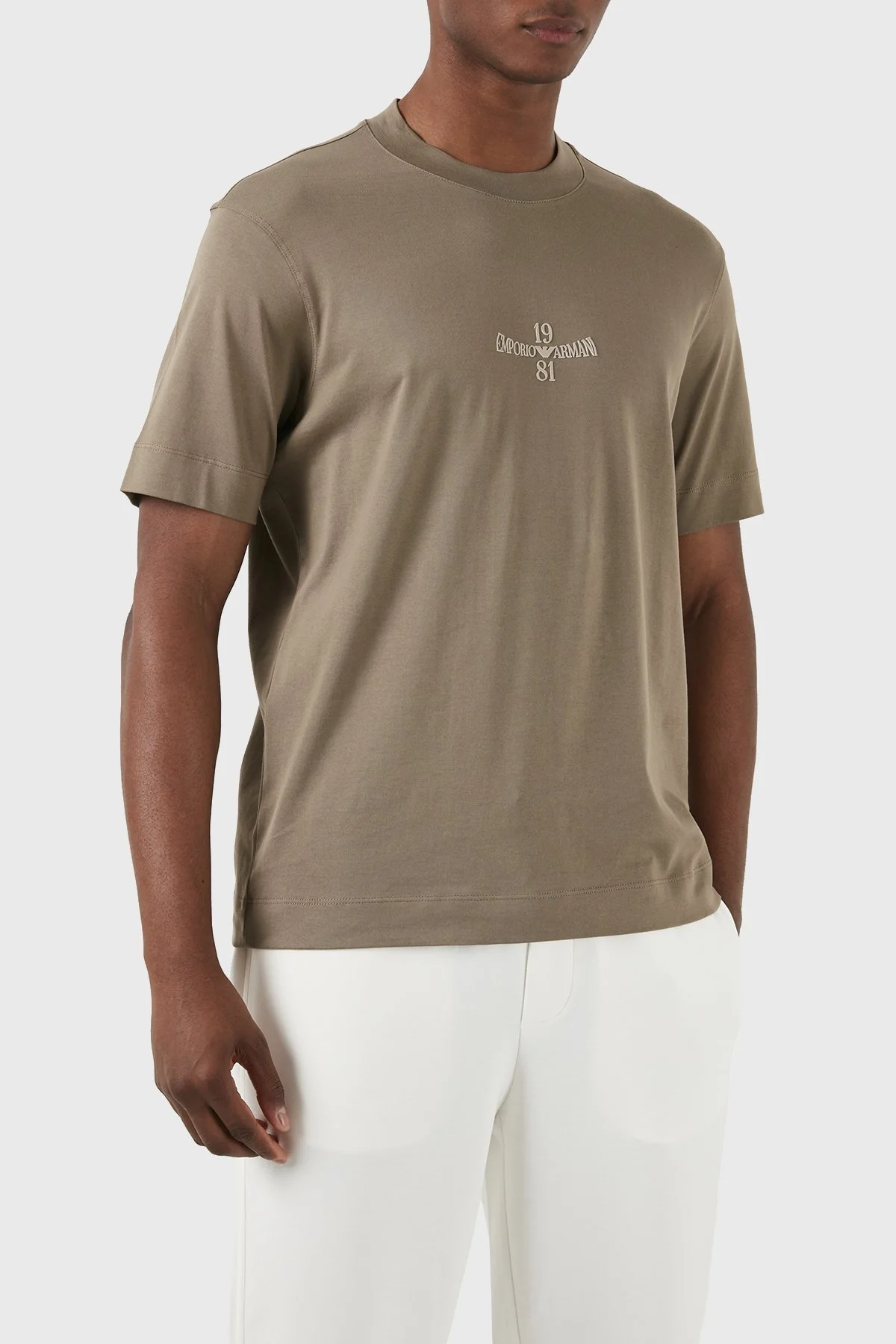 Emporio Armani Pamuklu Regular Fit Bisiklet Yaka Erkek T Shirt 3D1TH3 1JOCZ 04B5 HAKİ - 1