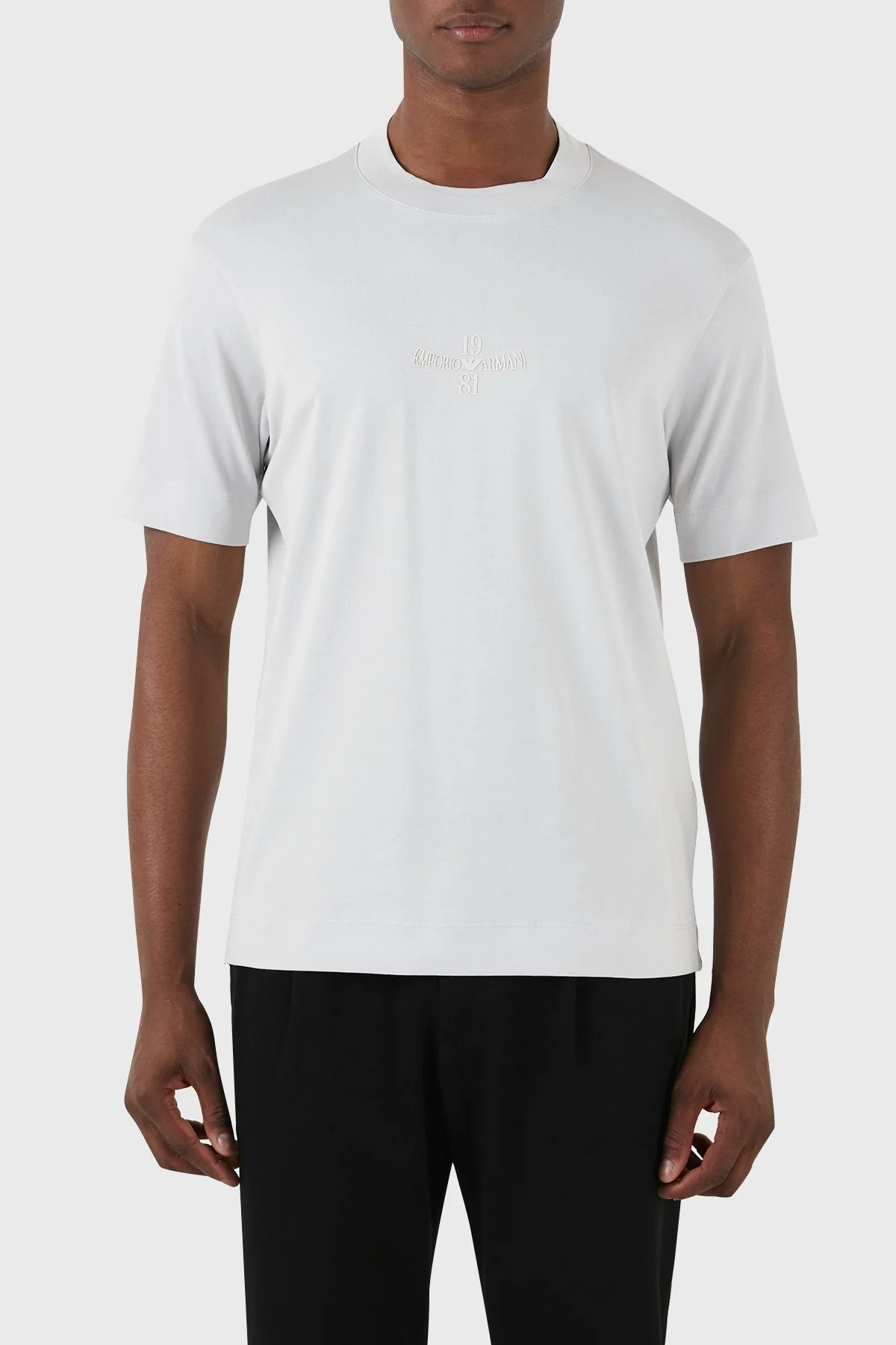 Emporio Armani Pamuklu Regular Fit Bisiklet Yaka Erkek T Shirt 3D1TH3 1JOCZ 06I0 AÇIK GRİ - 1