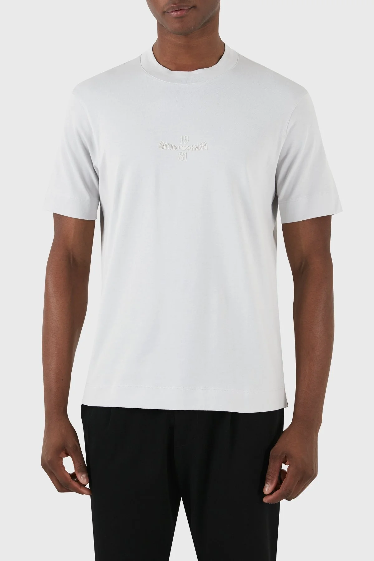 Emporio Armani Pamuklu Regular Fit Bisiklet Yaka Erkek T Shirt 3D1TH3 1JOCZ 06I0 AÇIK GRİ - 4