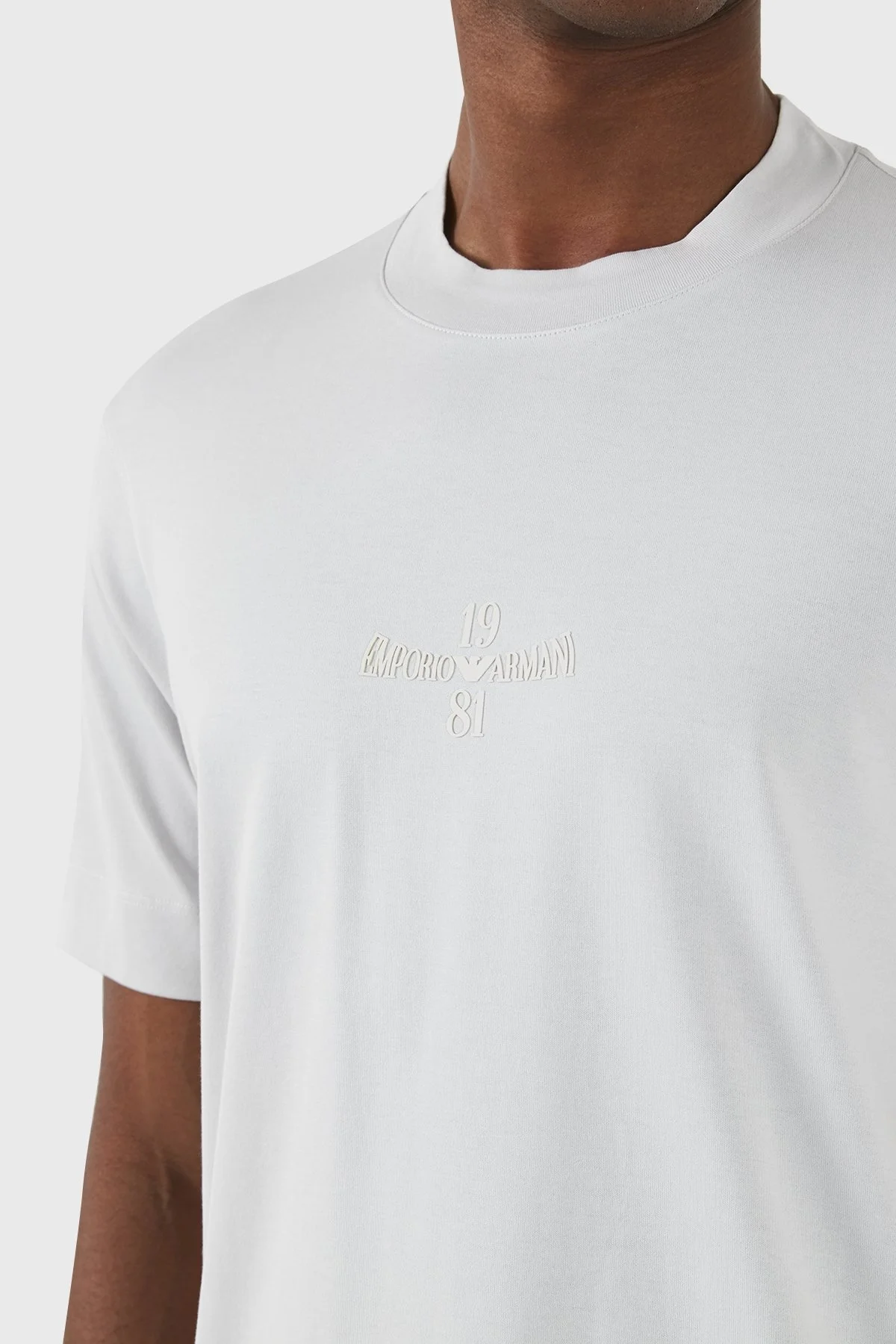 Emporio Armani Pamuklu Regular Fit Bisiklet Yaka Erkek T Shirt 3D1TH3 1JOCZ 06I0 AÇIK GRİ - 5