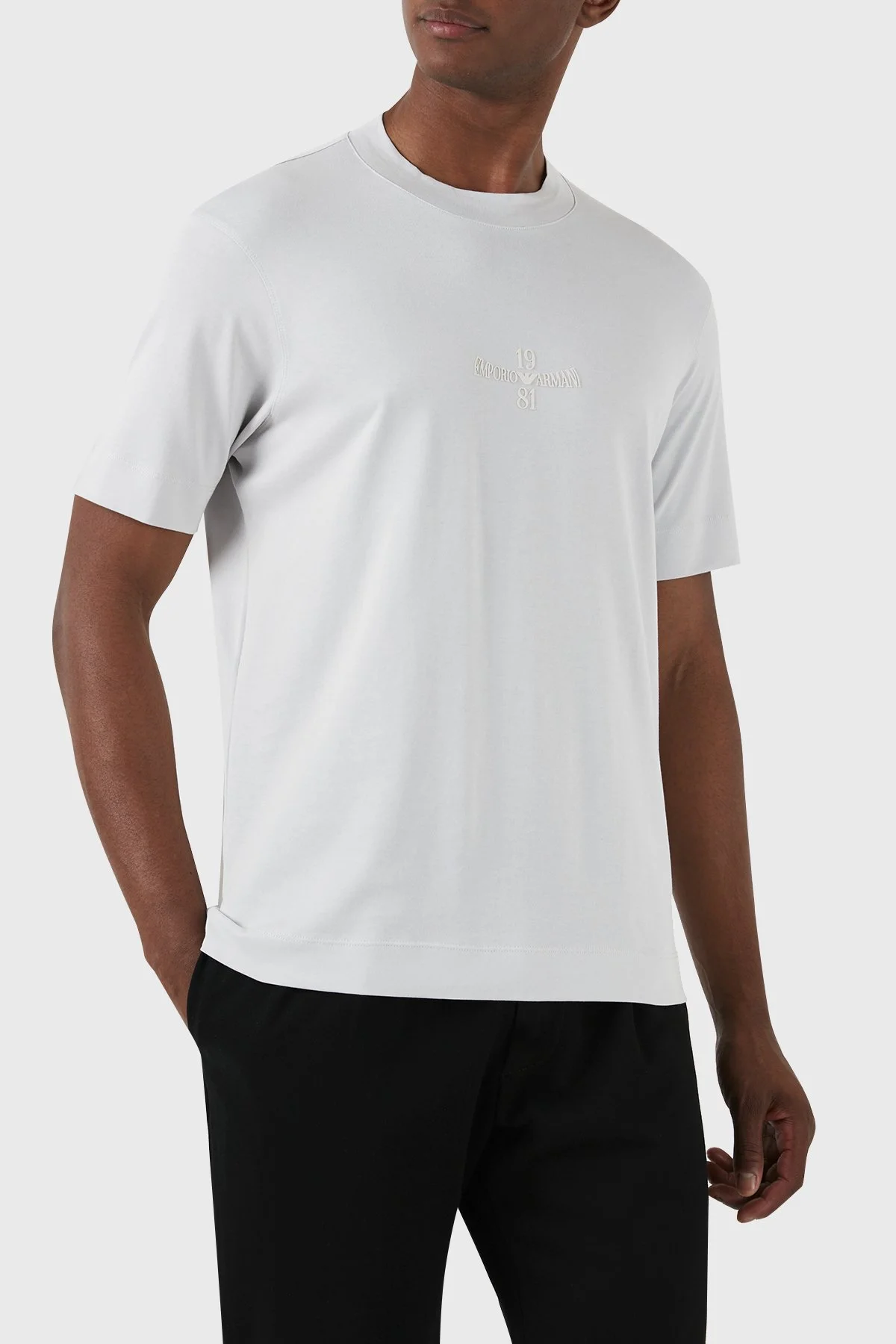Emporio Armani Pamuklu Regular Fit Bisiklet Yaka Erkek T Shirt 3D1TH3 1JOCZ 06I0 AÇIK GRİ - 2