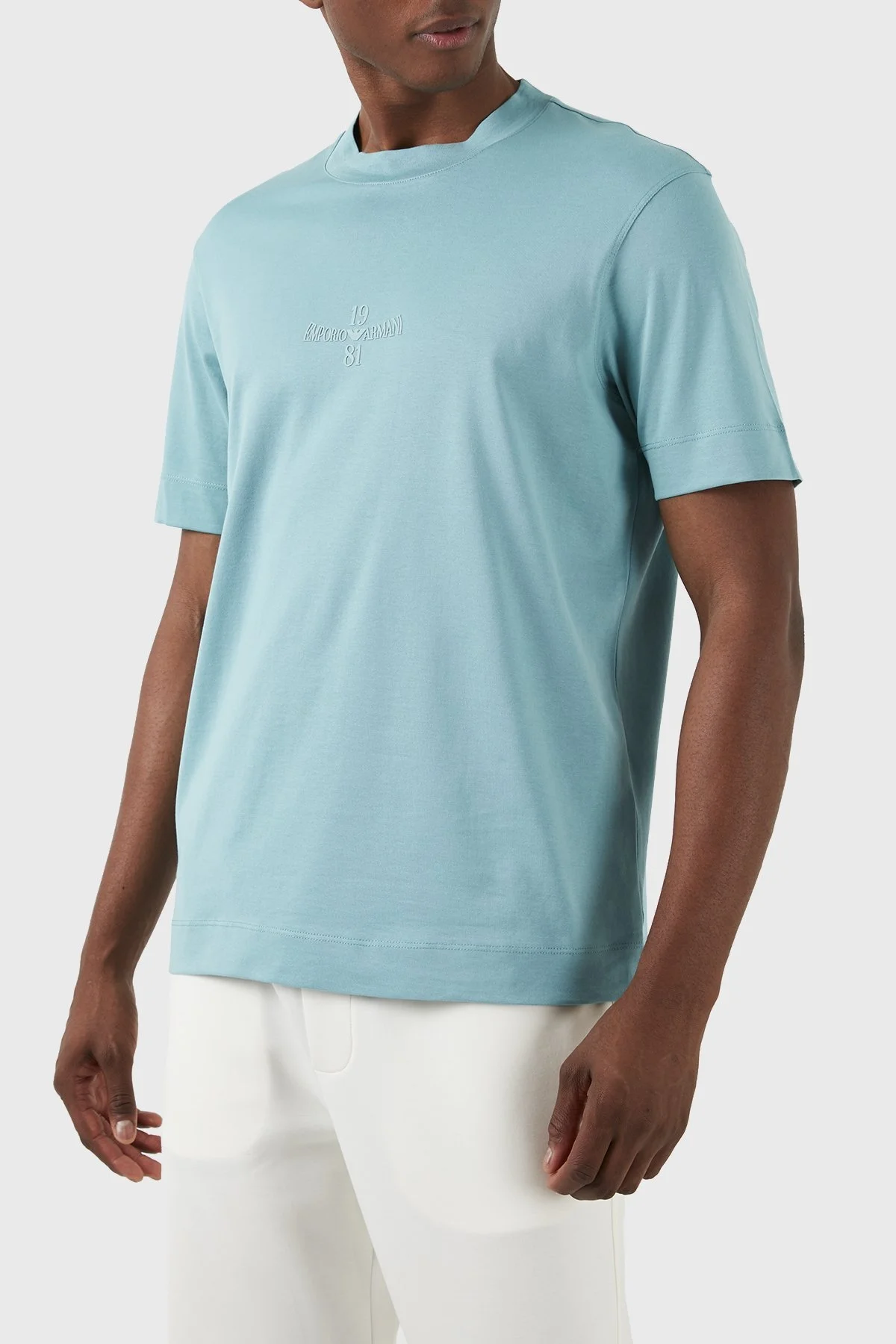 Emporio Armani Pamuklu Regular Fit Bisiklet Yaka Erkek T Shirt 3D1TH3 1JOCZ 0749 TURKUAZ - 2