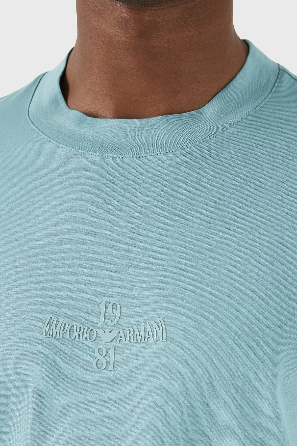 Emporio Armani Pamuklu Regular Fit Bisiklet Yaka Erkek T Shirt 3D1TH3 1JOCZ 0749 TURKUAZ - 4