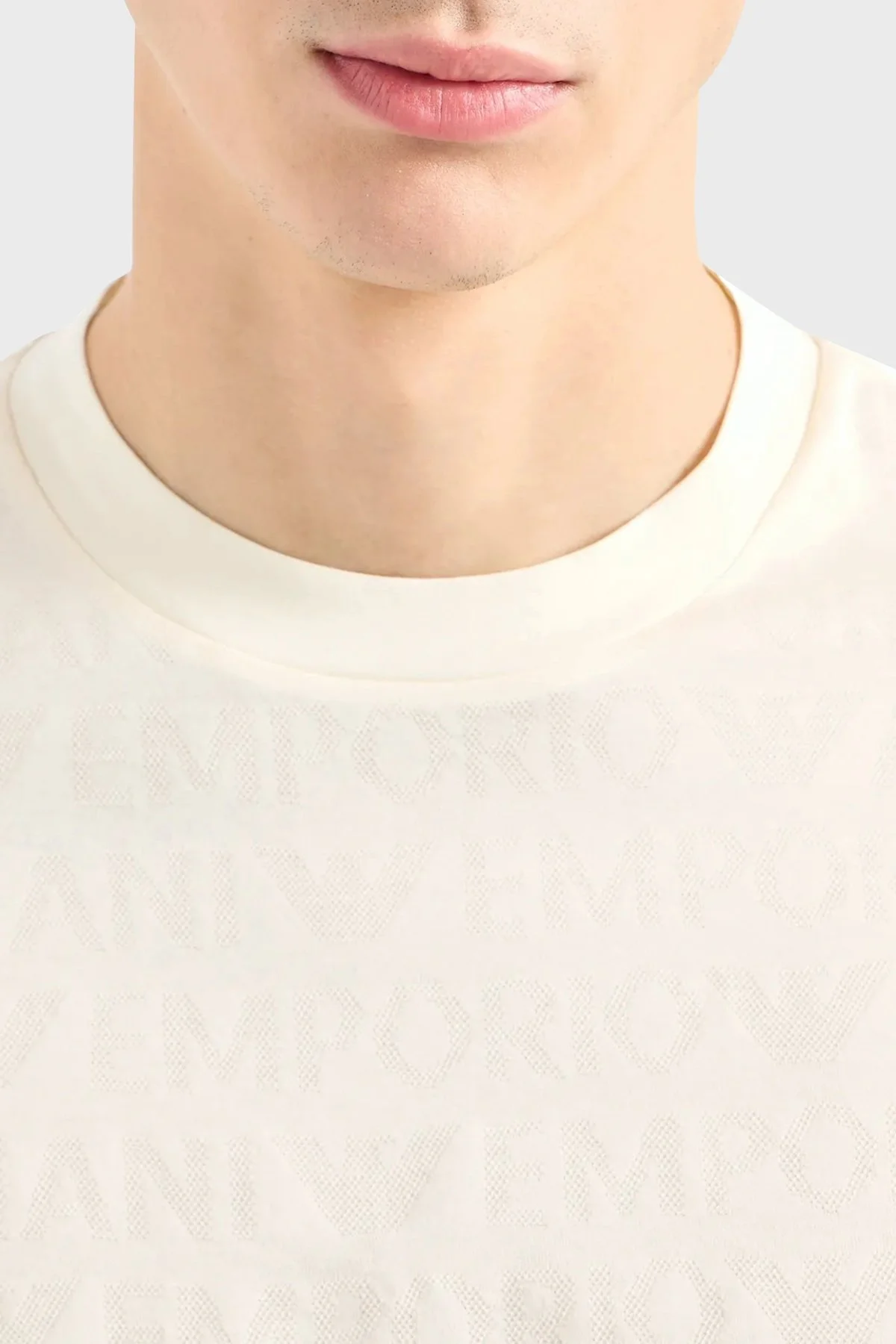 Emporio Armani Pamuklu Regular Fit Bisiklet Yaka Erkek T Shirt 3D1TH5 1JORZ 0128 EKRU - 2