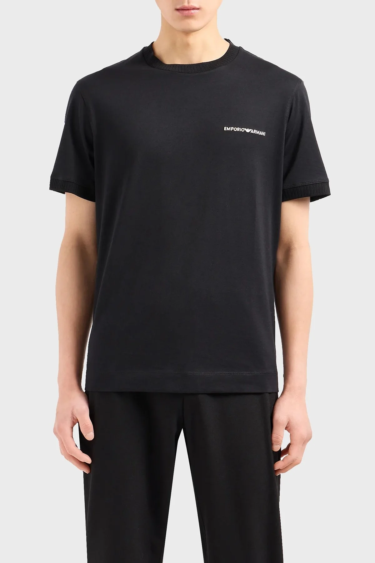 Emporio Armani Pamuklu Regular Fit Bisiklet Yaka Erkek T Shirt 3D1TN3 1JOCZ 0033 SİYAH - 1