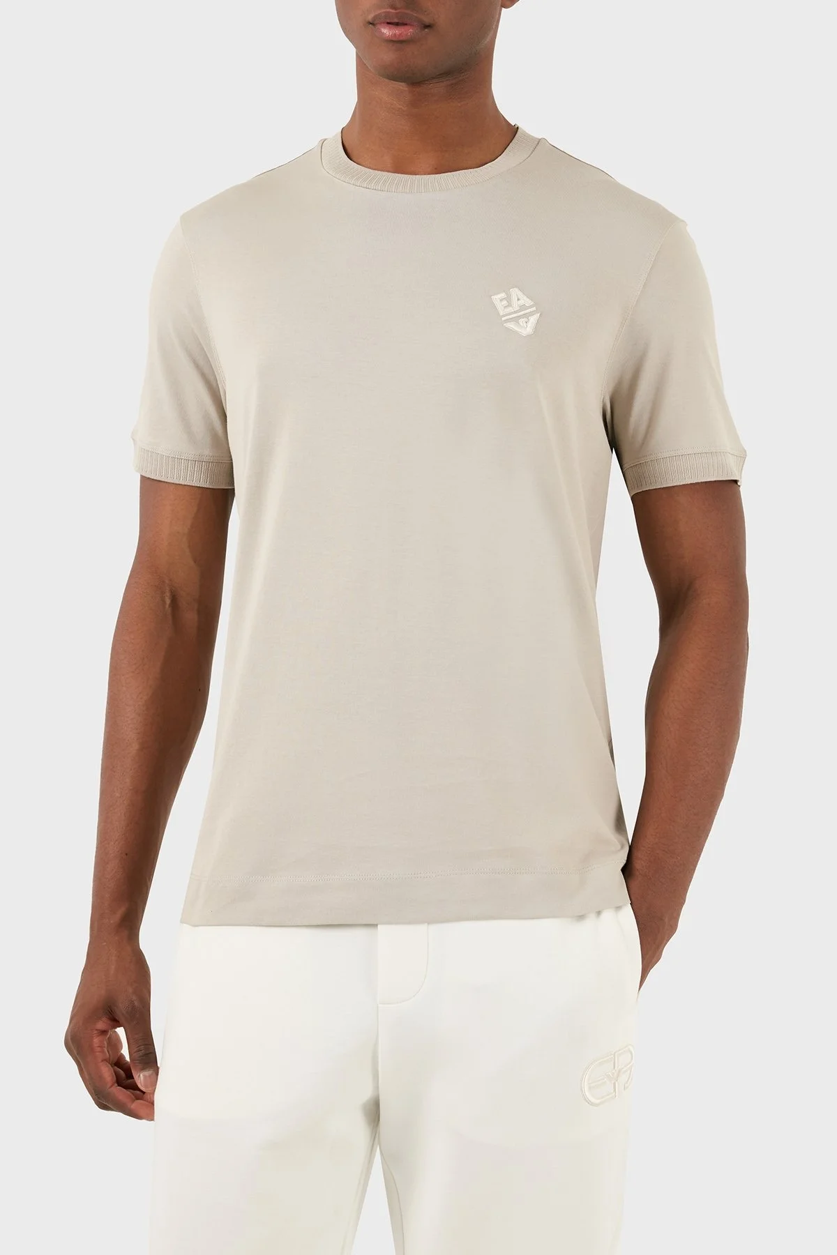 Emporio Armani Pamuklu Regular Fit Bisiklet Yaka Erkek T Shirt 3D1TN3 1JOCZ 0180 BEJ - 1