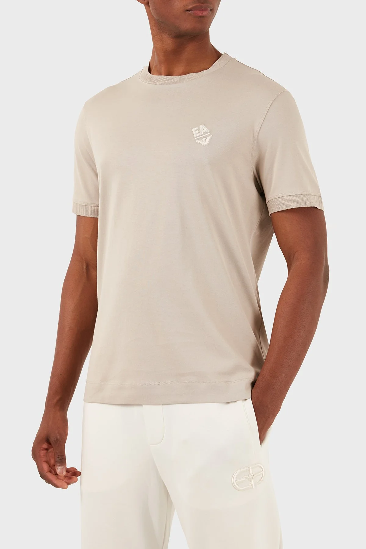 Emporio Armani Pamuklu Regular Fit Bisiklet Yaka Erkek T Shirt 3D1TN3 1JOCZ 0180 Bej - 2