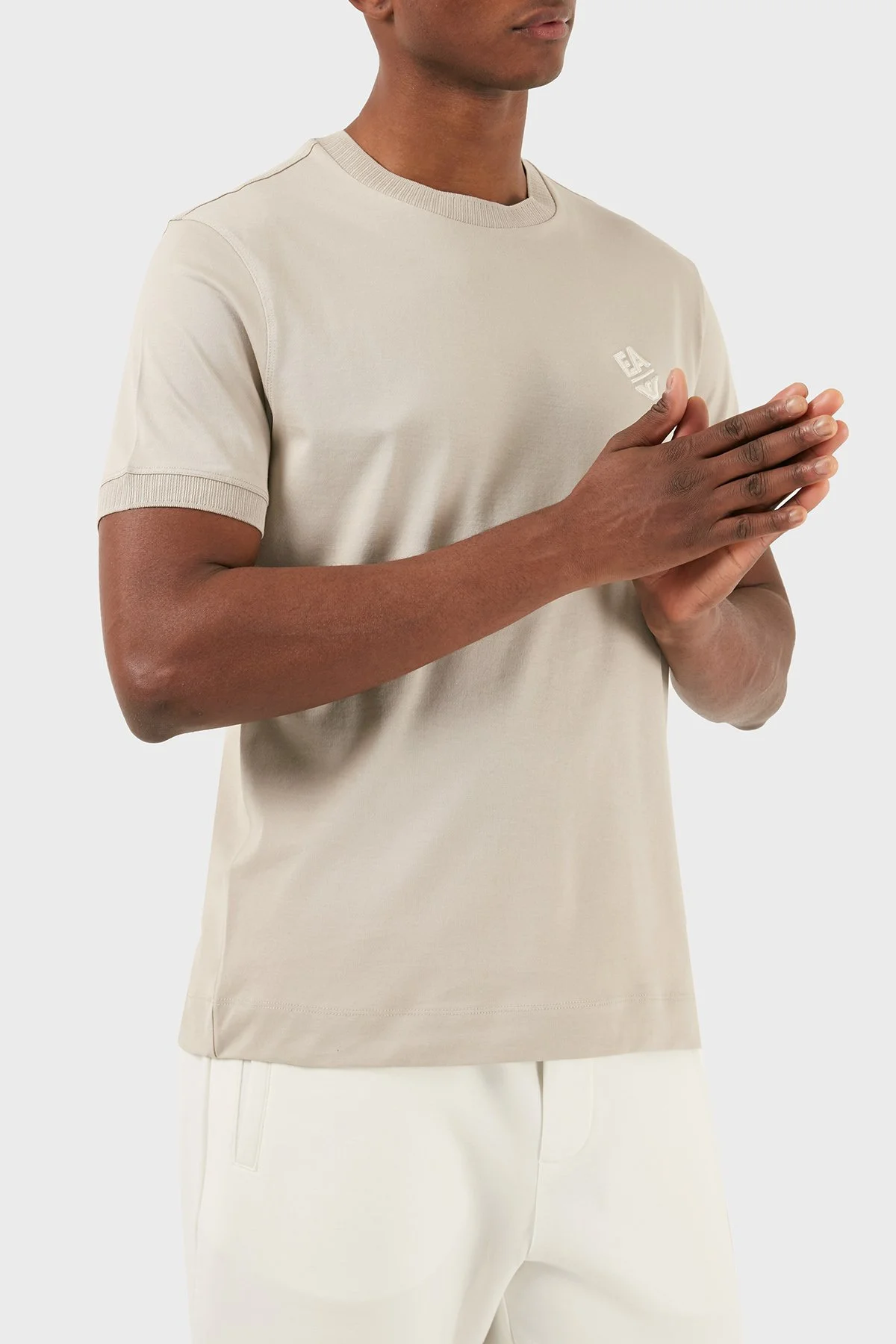 Emporio Armani Pamuklu Regular Fit Bisiklet Yaka Erkek T Shirt 3D1TN3 1JOCZ 0180 Bej - 4