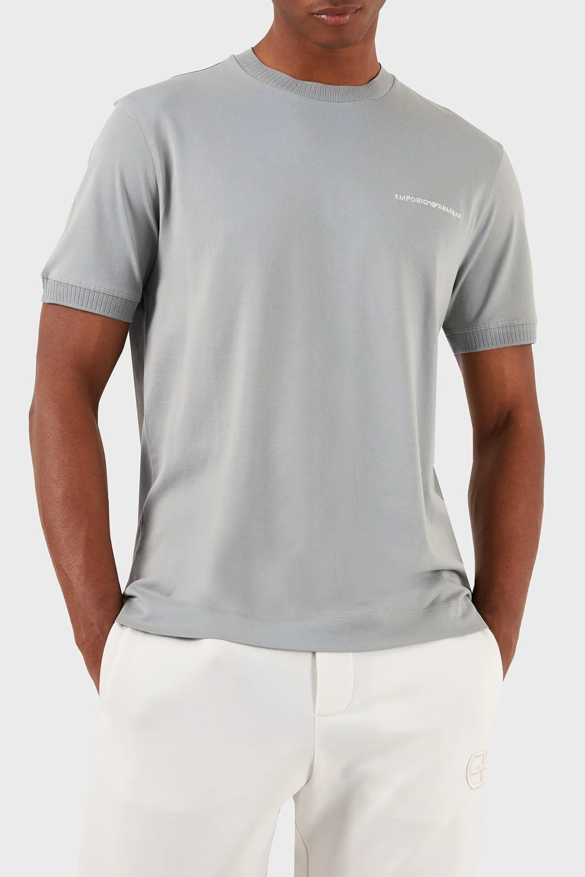 Emporio Armani Pamuklu Regular Fit Bisiklet Yaka Erkek T Shirt 3D1TN3 1JOCZ 0665 GRİ - 1