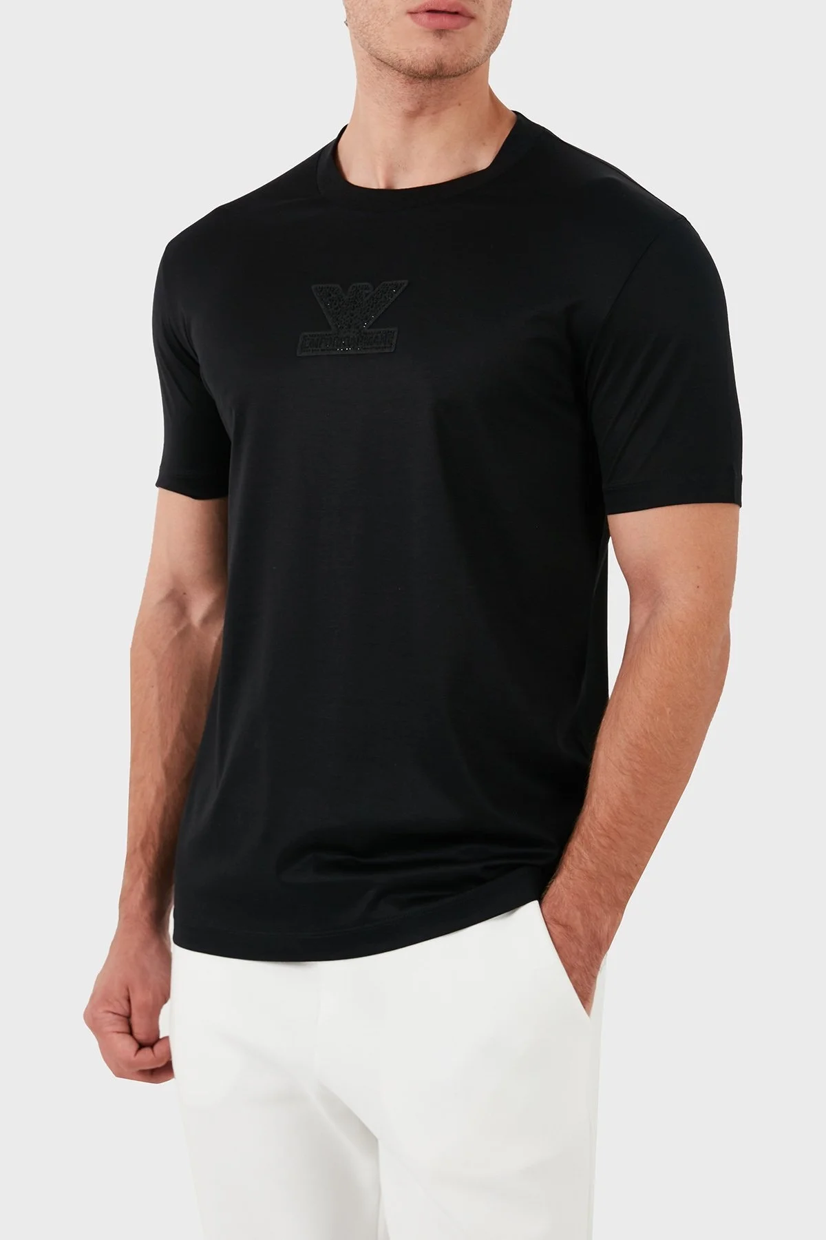 Emporio Armani Pamuklu Regular Fit Bisiklet Yaka Erkek T Shirt 3D1TP3 1JUVZ 0999 SİYAH - 2