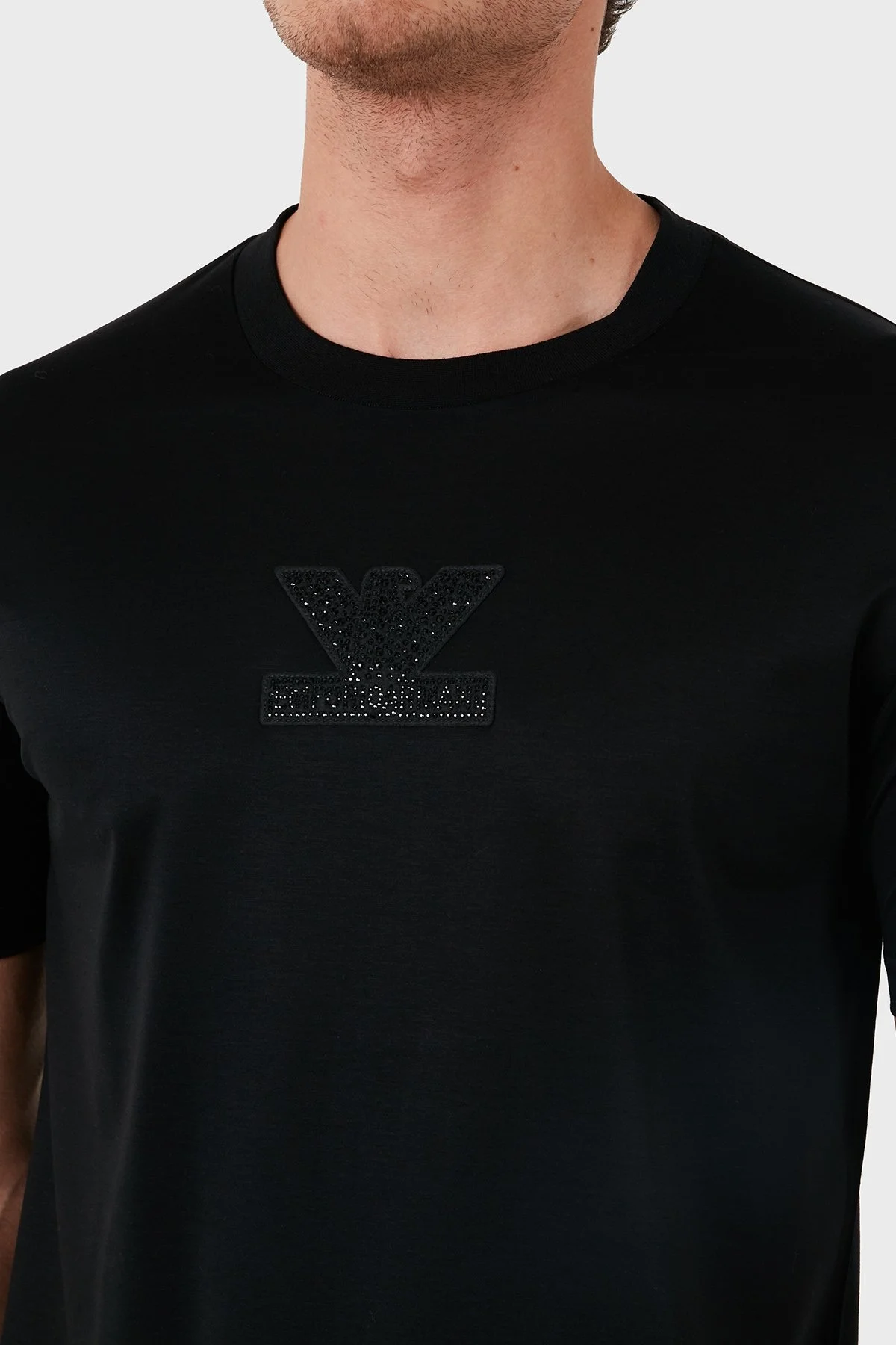 Emporio Armani Pamuklu Regular Fit Bisiklet Yaka Erkek T Shirt 3D1TP3 1JUVZ 0999 SİYAH - 5