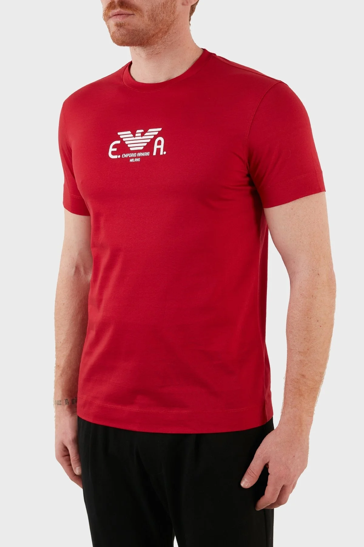 Emporio Armani Pamuklu Regular Fit Bisiklet Yaka Erkek T Shirt 3L1TFK 1JSAZ 0357 KIRMIZI - 2