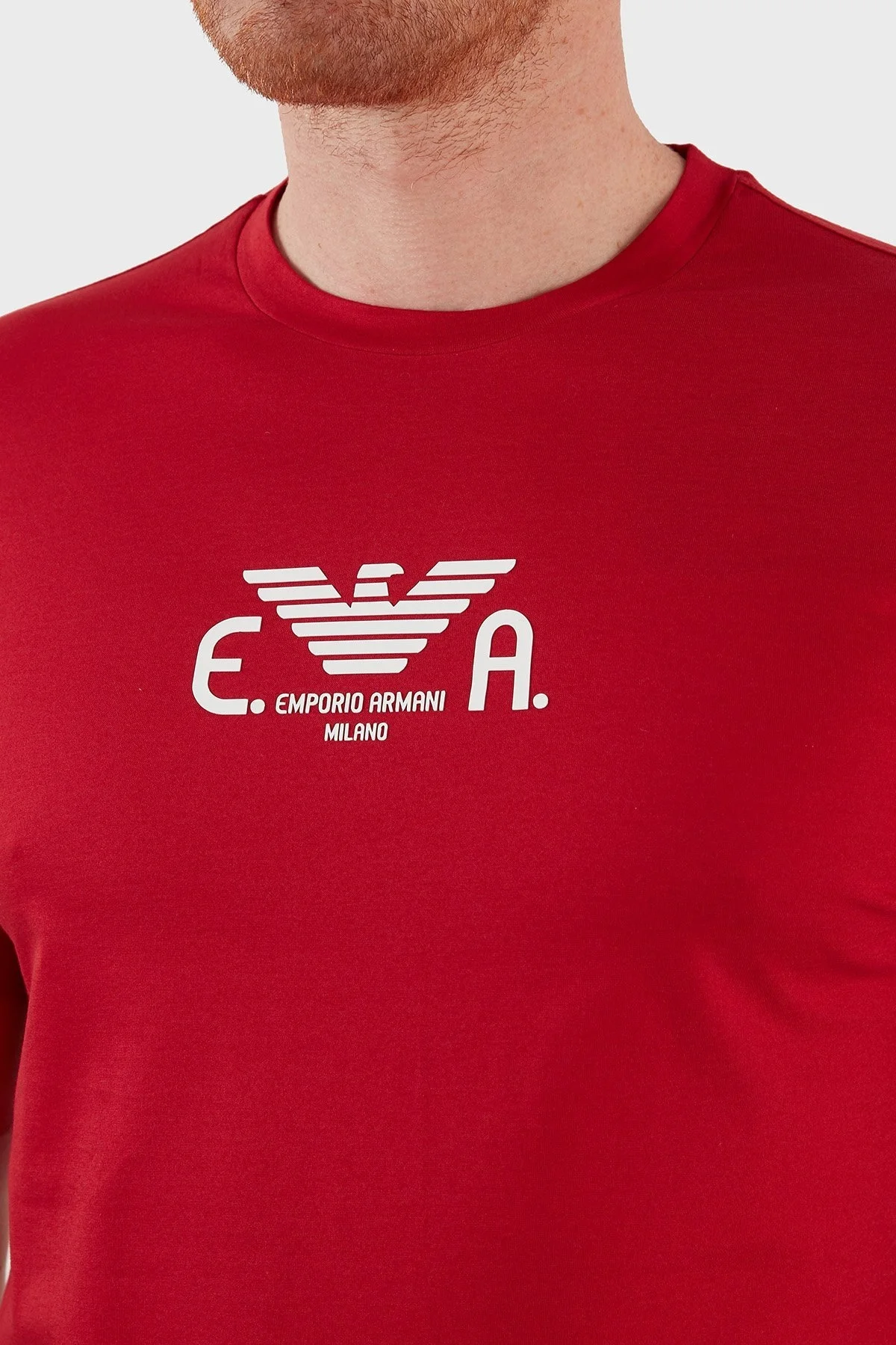 Emporio Armani Pamuklu Regular Fit Bisiklet Yaka Erkek T Shirt 3L1TFK 1JSAZ 0357 KIRMIZI - 4