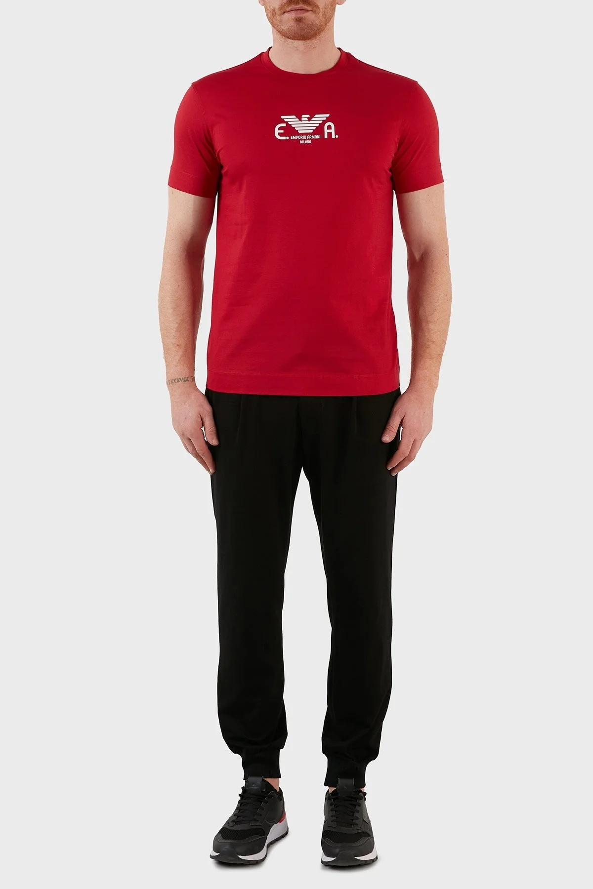 Emporio Armani Pamuklu Regular Fit Bisiklet Yaka Erkek T Shirt 3L1TFK 1JSAZ 0357 KIRMIZI - 5