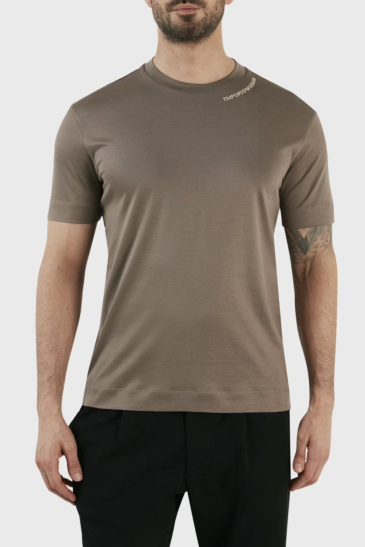 Emporio Armani Pamuklu Regular Fit Bisiklet Yaka Erkek T Shirt 3R1TT4 1JUVZ 0440 TOPRAK - 1