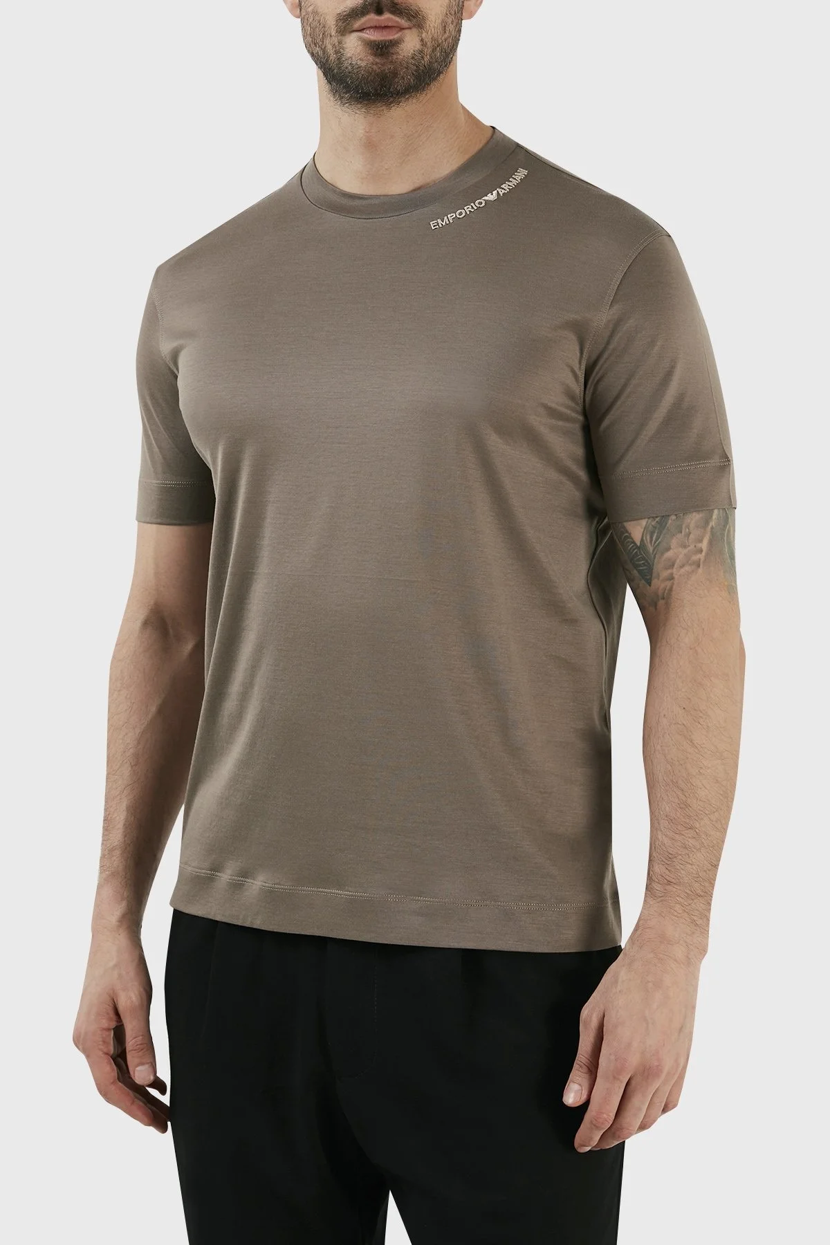 Emporio Armani Pamuklu Regular Fit Bisiklet Yaka Erkek T Shirt 3R1TT4 1JUVZ 0440 TOPRAK - 2