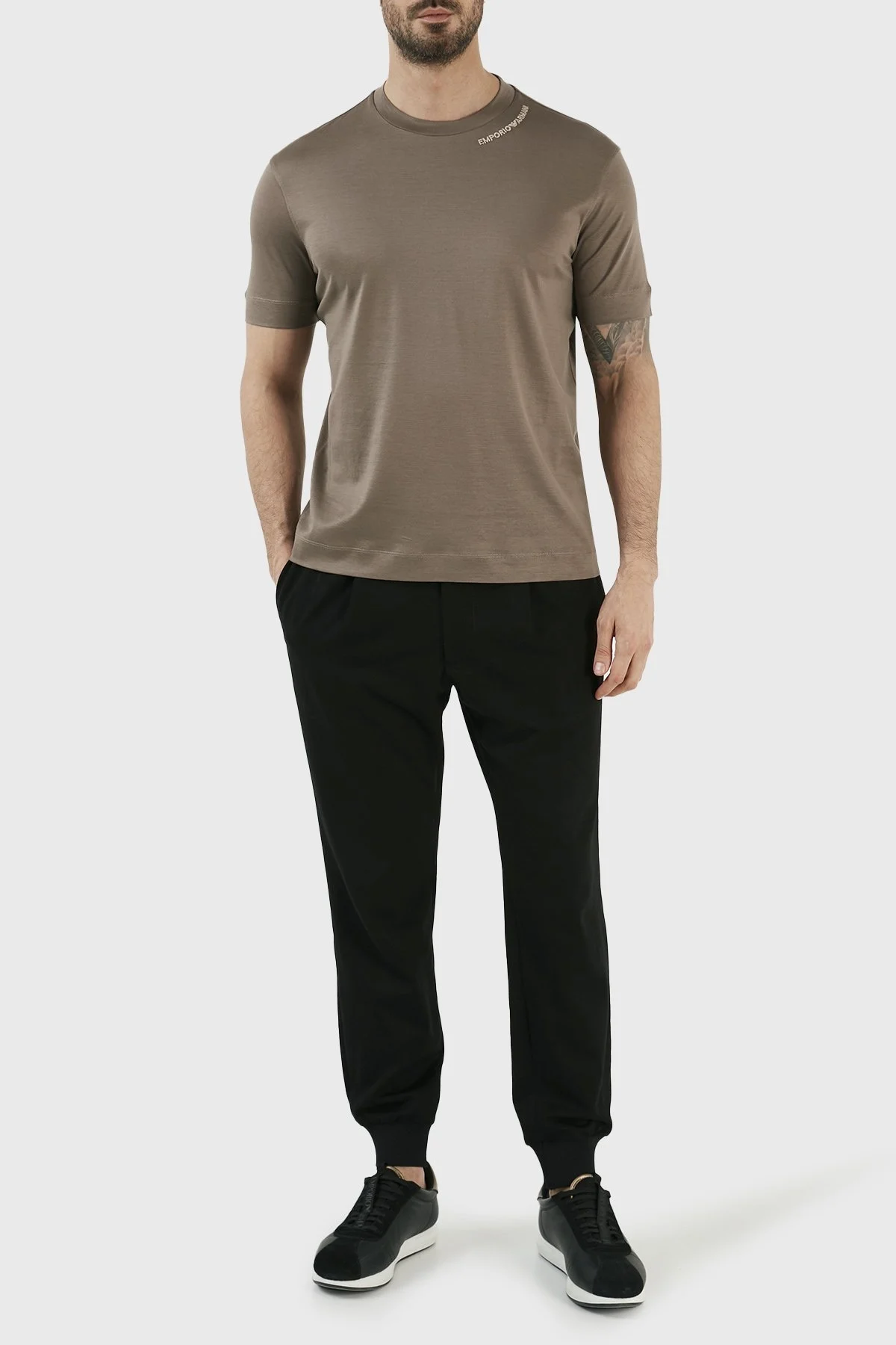 Emporio Armani Pamuklu Regular Fit Bisiklet Yaka Erkek T Shirt 3R1TT4 1JUVZ 0440 TOPRAK - 3