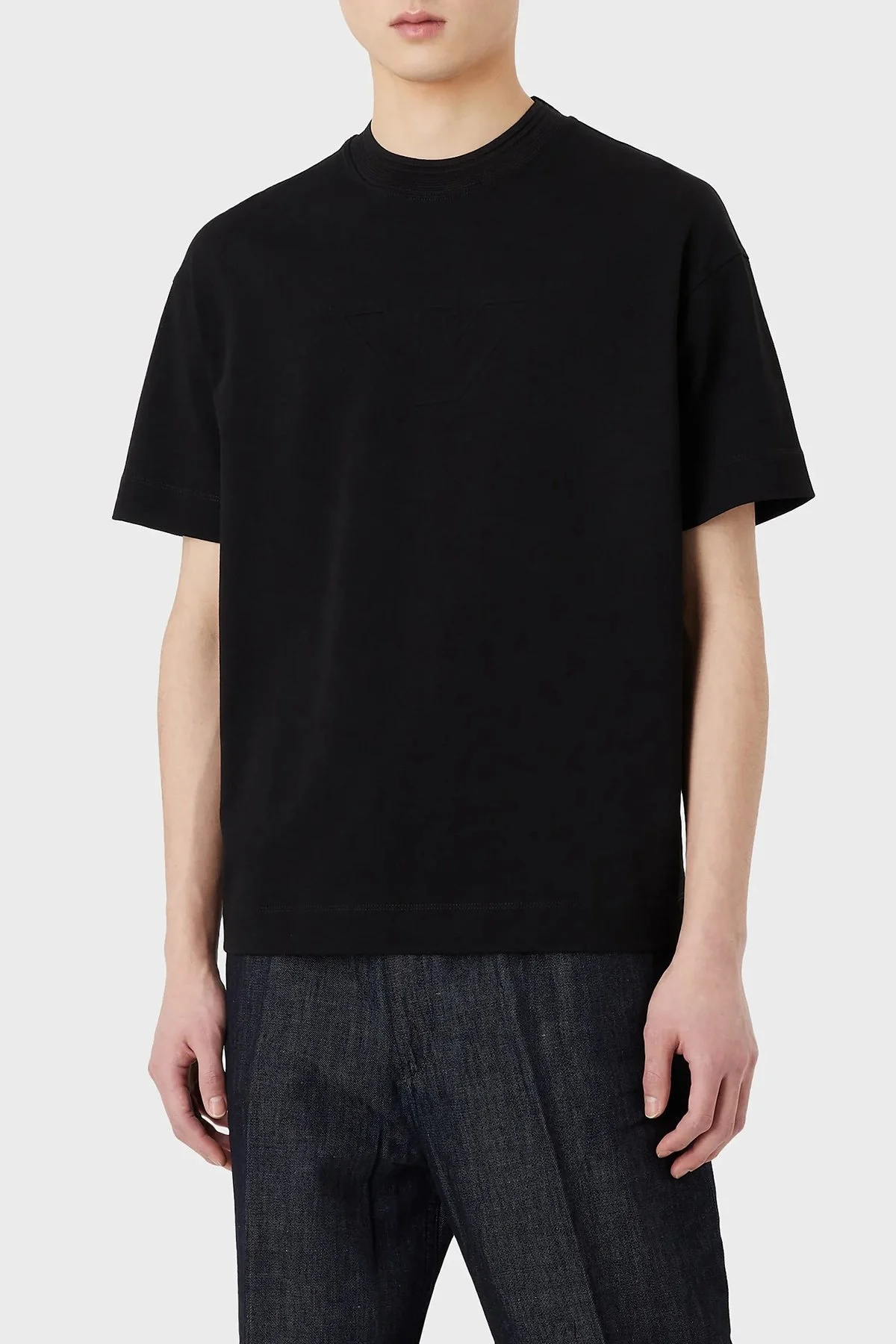 Emporio Armani Logolu Bisiklet Yaka % 100 Pamuk Relaxed Fit Erkek T Shirt 3R1TU0 1JWZZ 0097 SİYAH - 1