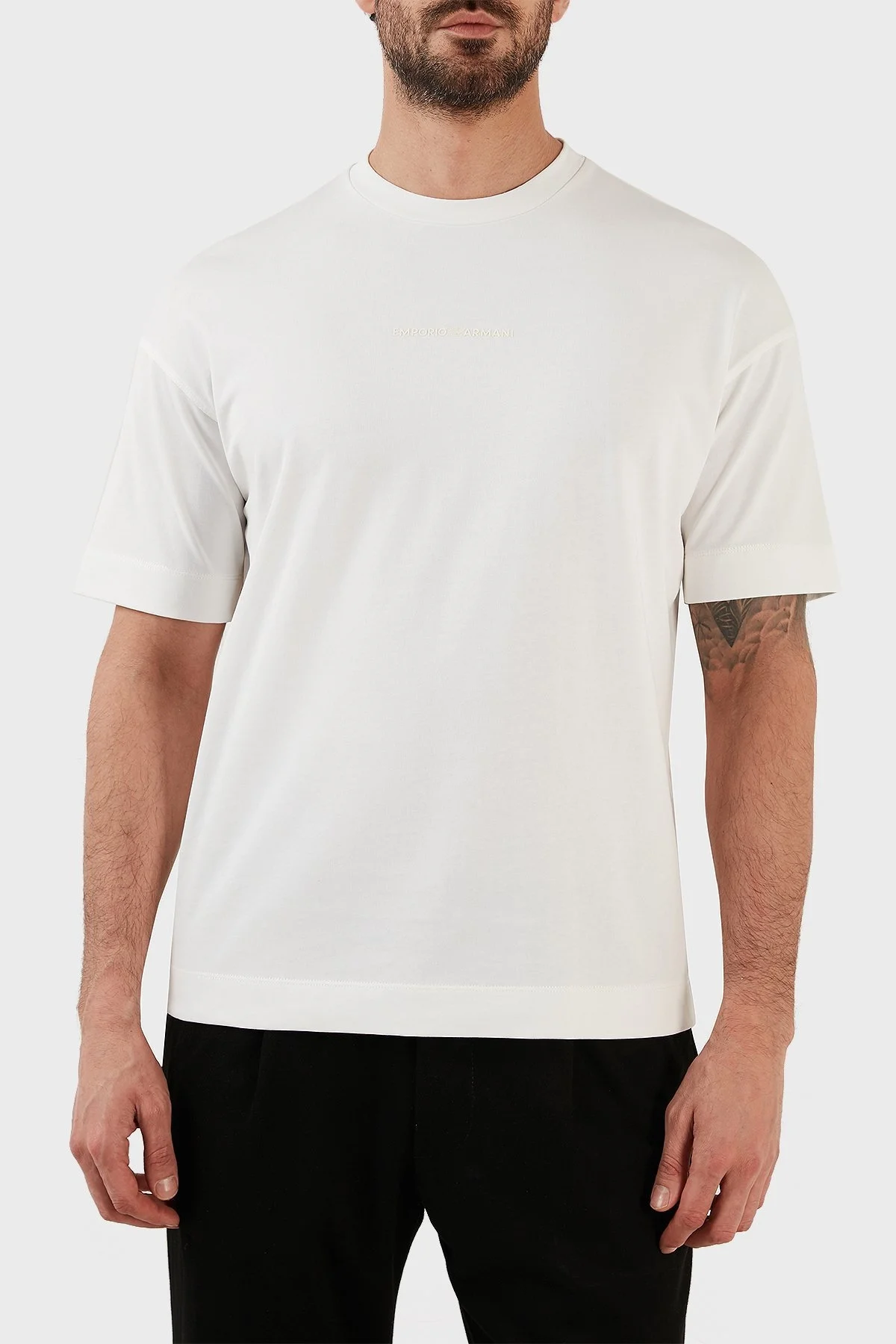 Emporio Armani Pamuklu Regular Fit Bisiklet Yaka Erkek T Shirt 3R1TV7 1JWZZ 0101 BEYAZ - 1