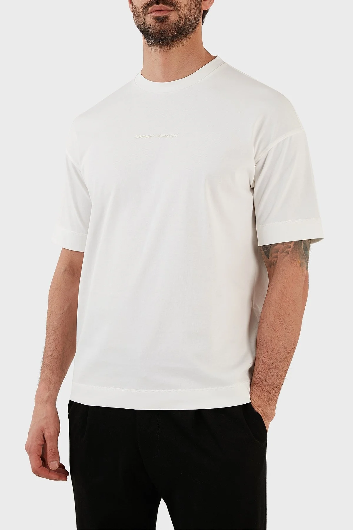 Emporio Armani Pamuklu Regular Fit Bisiklet Yaka Erkek T Shirt 3R1TV7 1JWZZ 0101 BEYAZ - 2