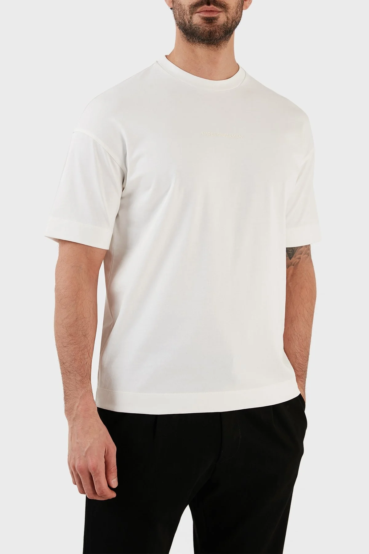 Emporio Armani Pamuklu Regular Fit Bisiklet Yaka Erkek T Shirt 3R1TV7 1JWZZ 0101 BEYAZ - 3