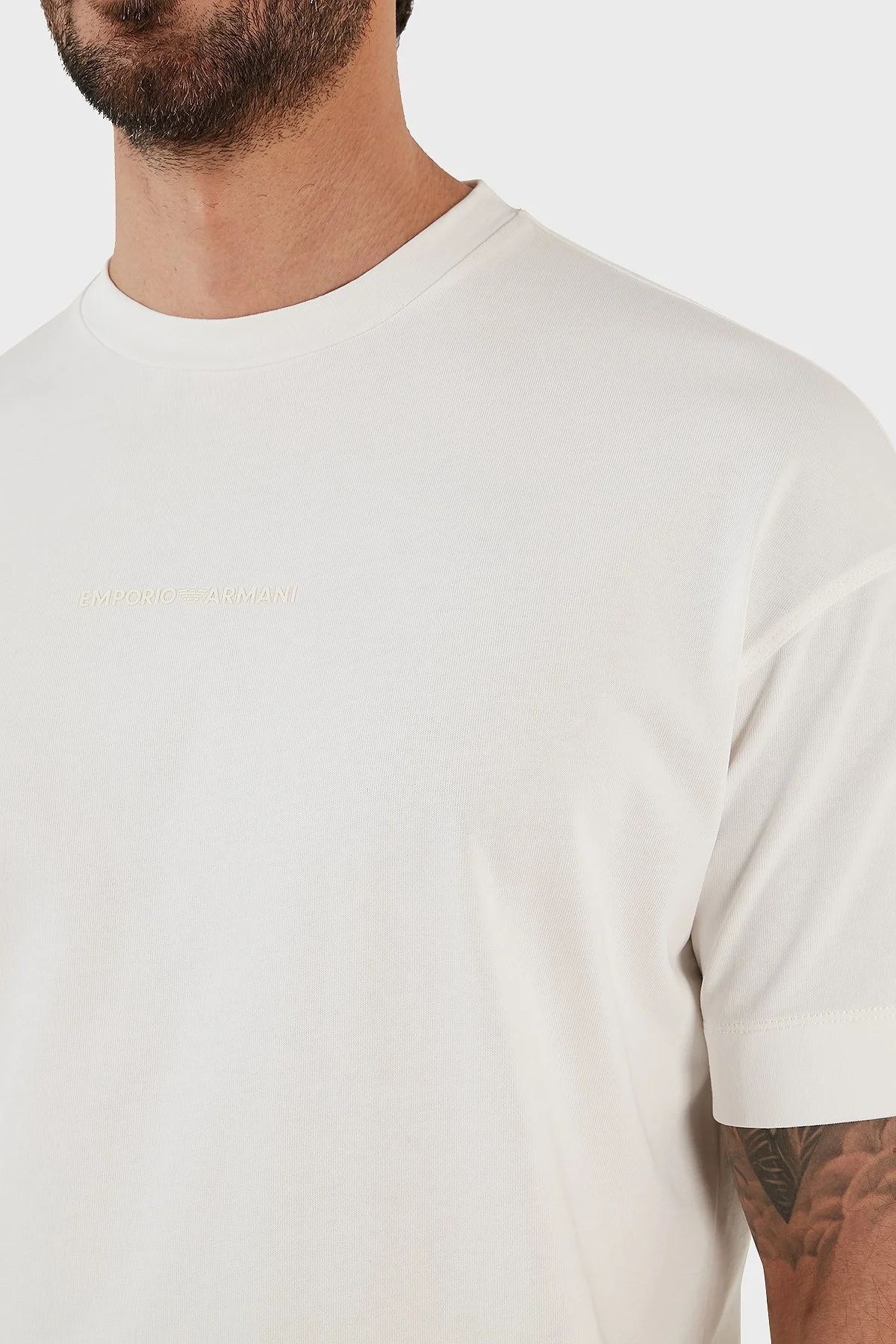 Emporio Armani Pamuklu Regular Fit Bisiklet Yaka Erkek T Shirt 3R1TV7 1JWZZ 0101 BEYAZ - 4