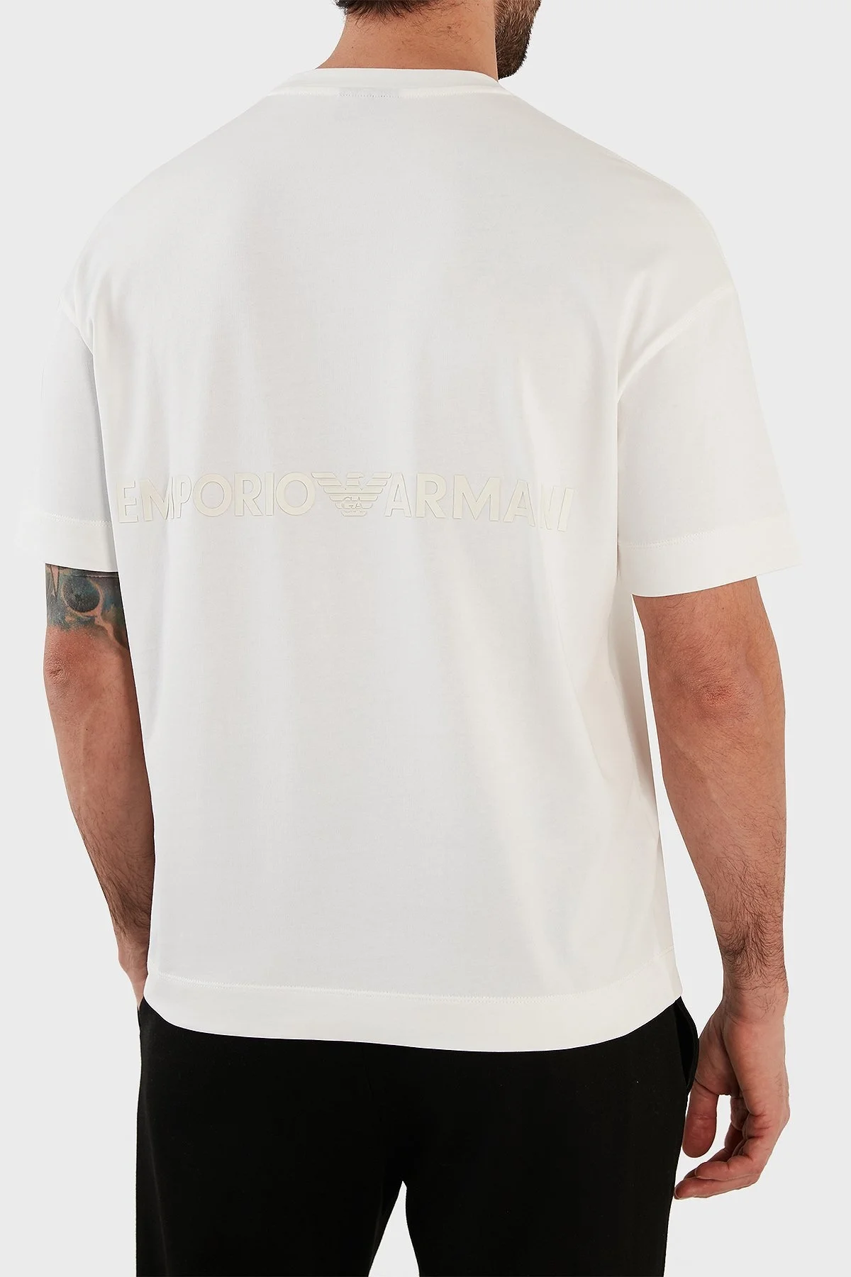 Emporio Armani Pamuklu Regular Fit Bisiklet Yaka Erkek T Shirt 3R1TV7 1JWZZ 0101 BEYAZ - 6