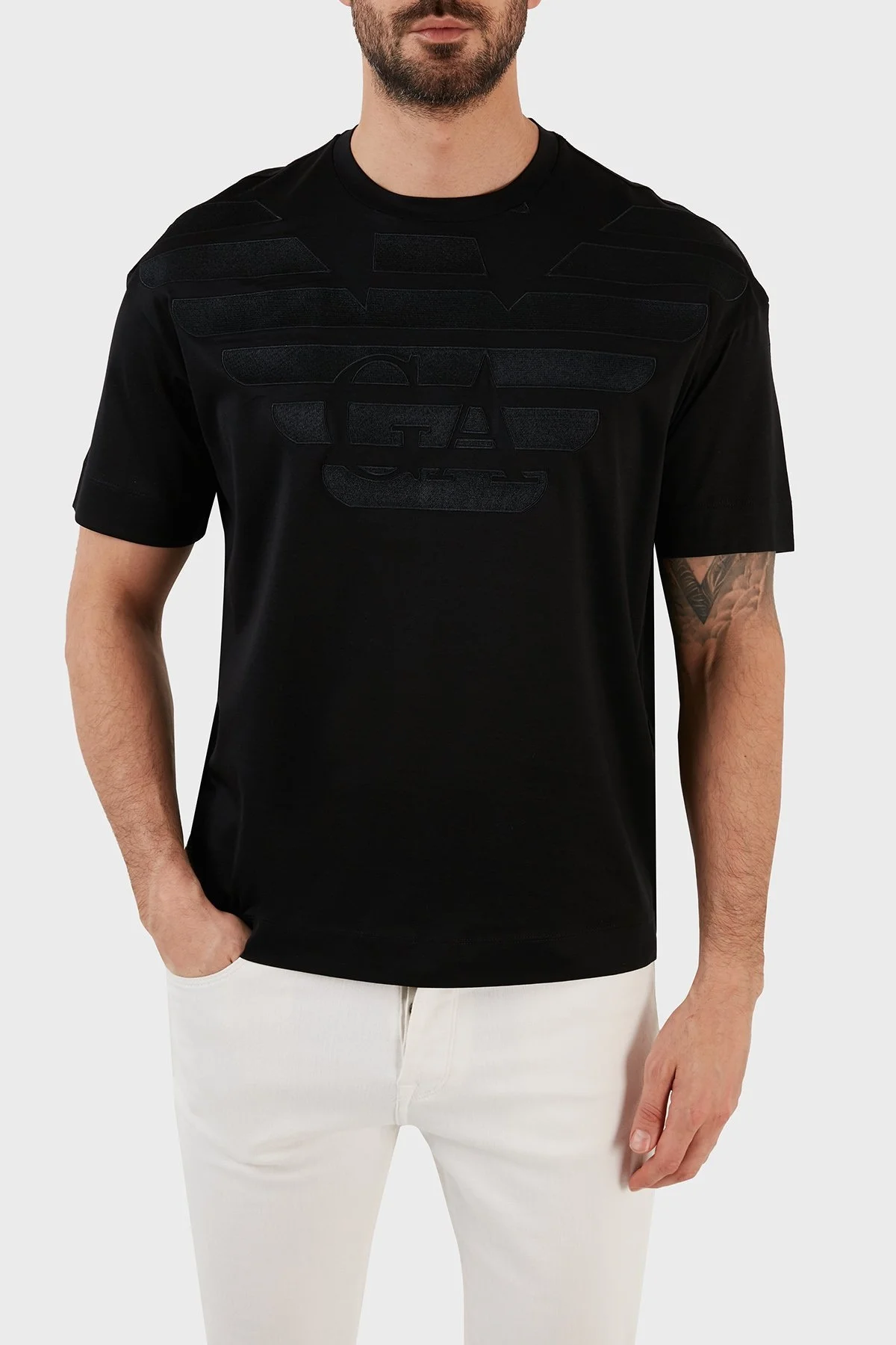 Emporio Armani Pamuklu Regular Fit Bisiklet Yaka Erkek T Shirt 3R1TZ2 1JUVZ 0094 SİYAH - 1