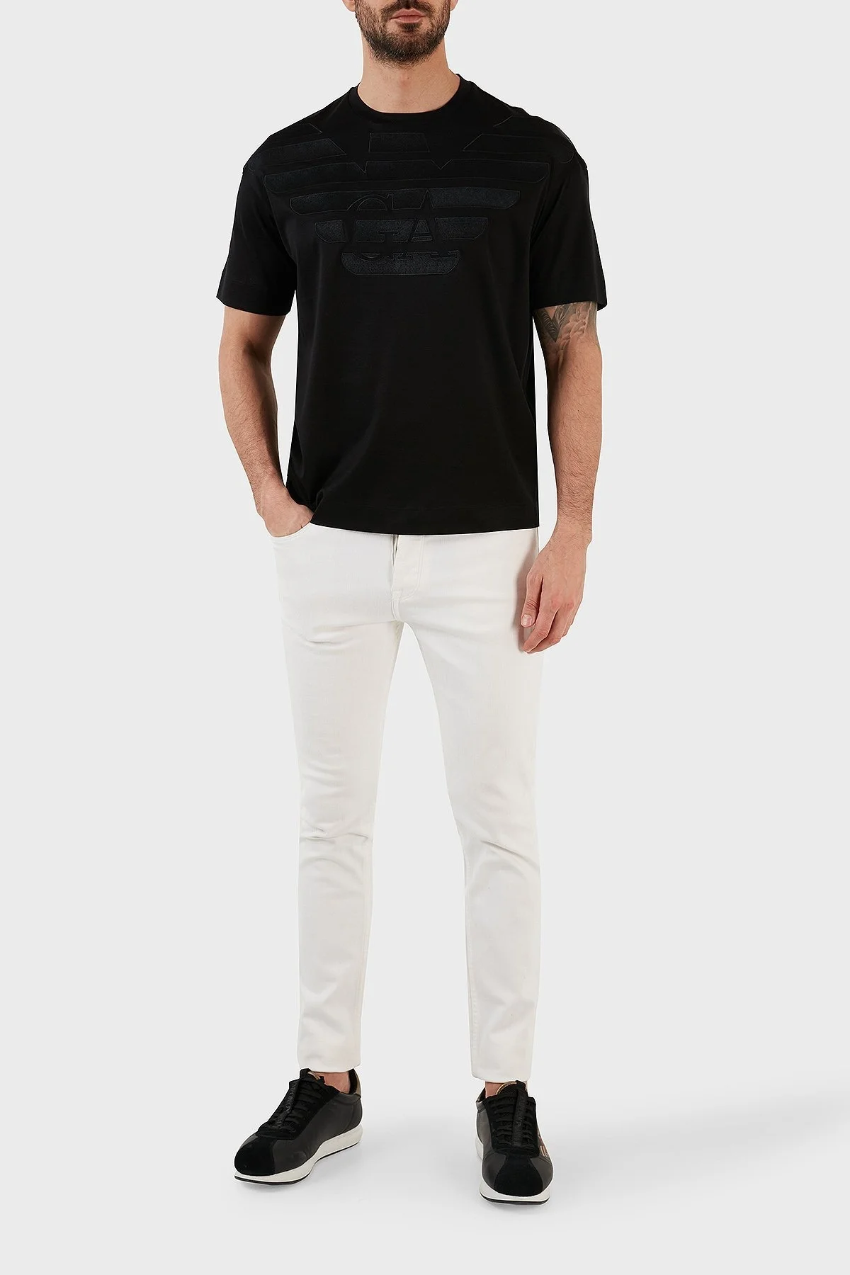 Emporio Armani Pamuklu Regular Fit Bisiklet Yaka Erkek T Shirt 3R1TZ2 1JUVZ 0094 SİYAH - 5
