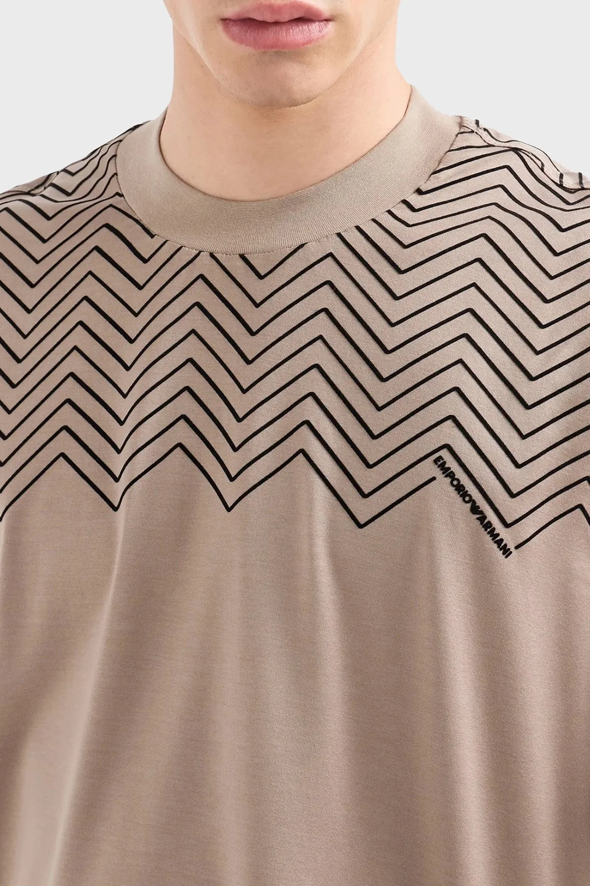 Emporio Armani Pamuklu Regular Fit Bisiklet Yaka Erkek T Shirt 6D1T91 1JOSZ 0144 BEJ - 5