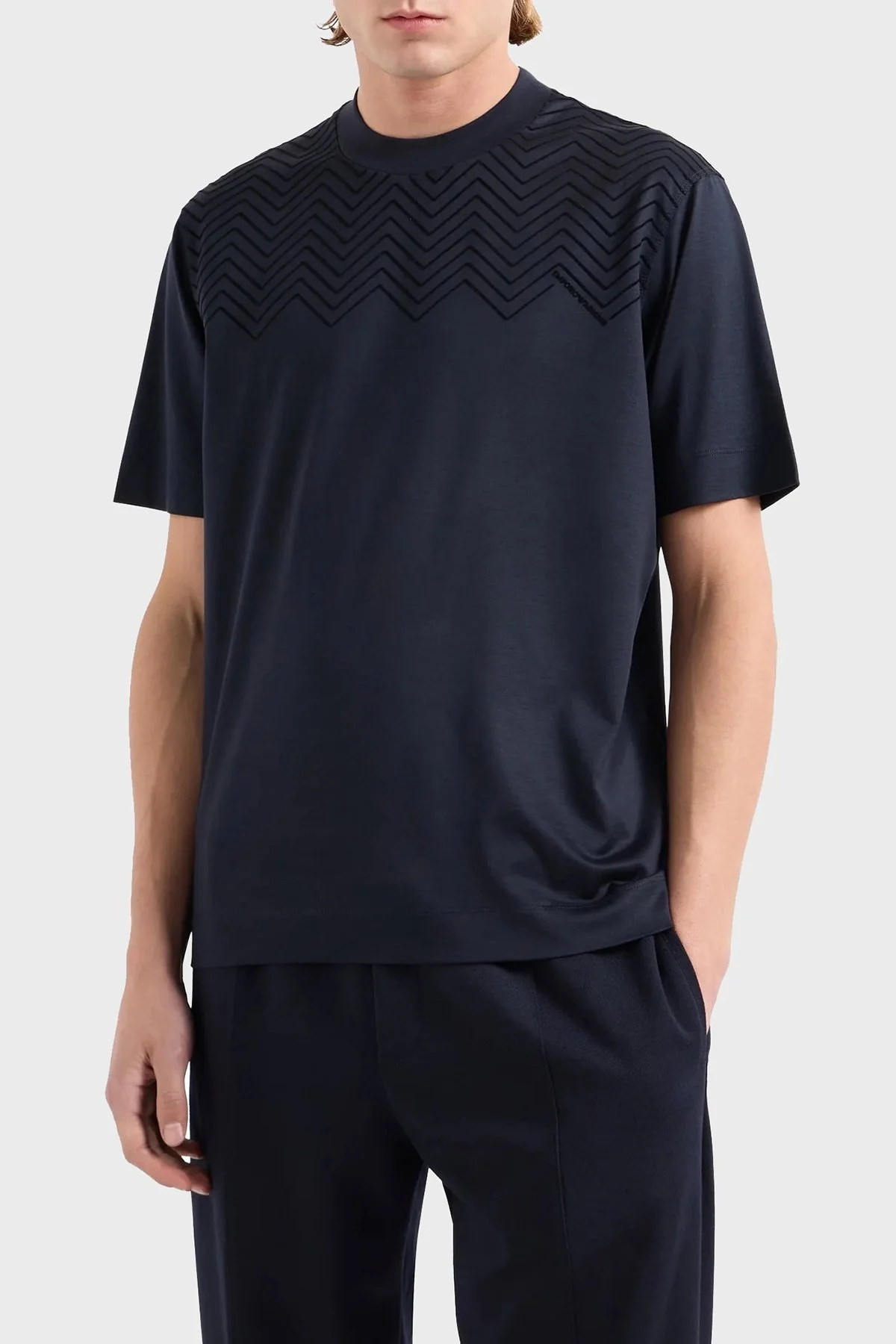 Emporio Armani Pamuklu Regular Fit Bisiklet Yaka Erkek T Shirt 6D1T91 1JOSZ 0920 LACİVERT - 1