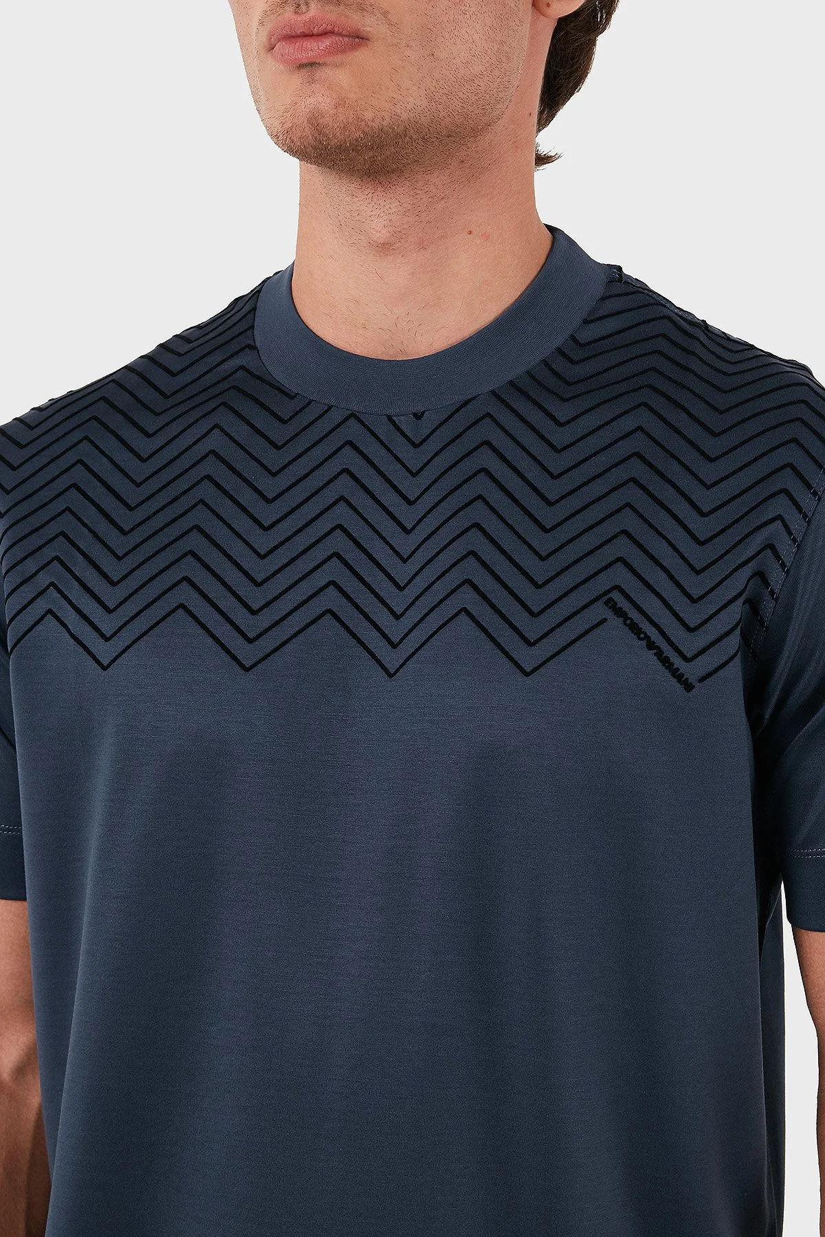 Emporio Armani Pamuklu Regular Fit Bisiklet Yaka Erkek T Shirt 6D1T91 1JOSZ 09T6 KOYU MAVİ - 4
