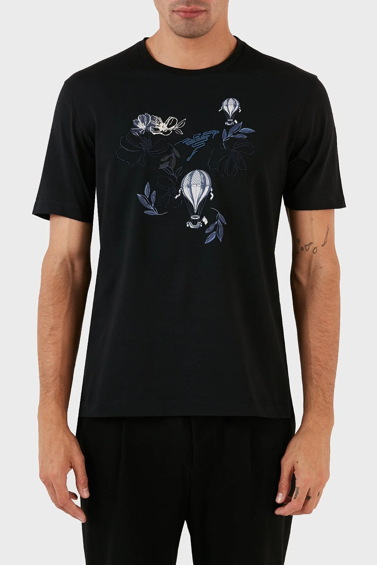 Emporio Armani Pamuklu Regular Fit Bisiklet Yaka Erkek T Shirt 6R1T8Q 1J7FZ 0042 SİYAH - 1