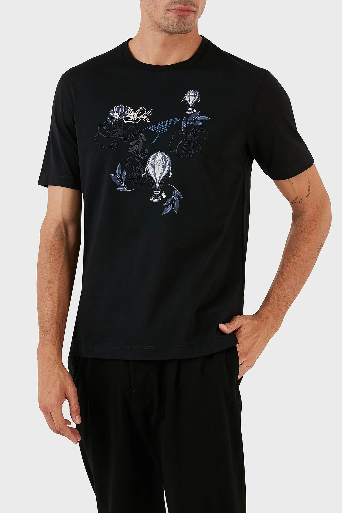 Emporio Armani Pamuklu Regular Fit Bisiklet Yaka Erkek T Shirt 6R1T8Q 1J7FZ 0042 SİYAH - 3