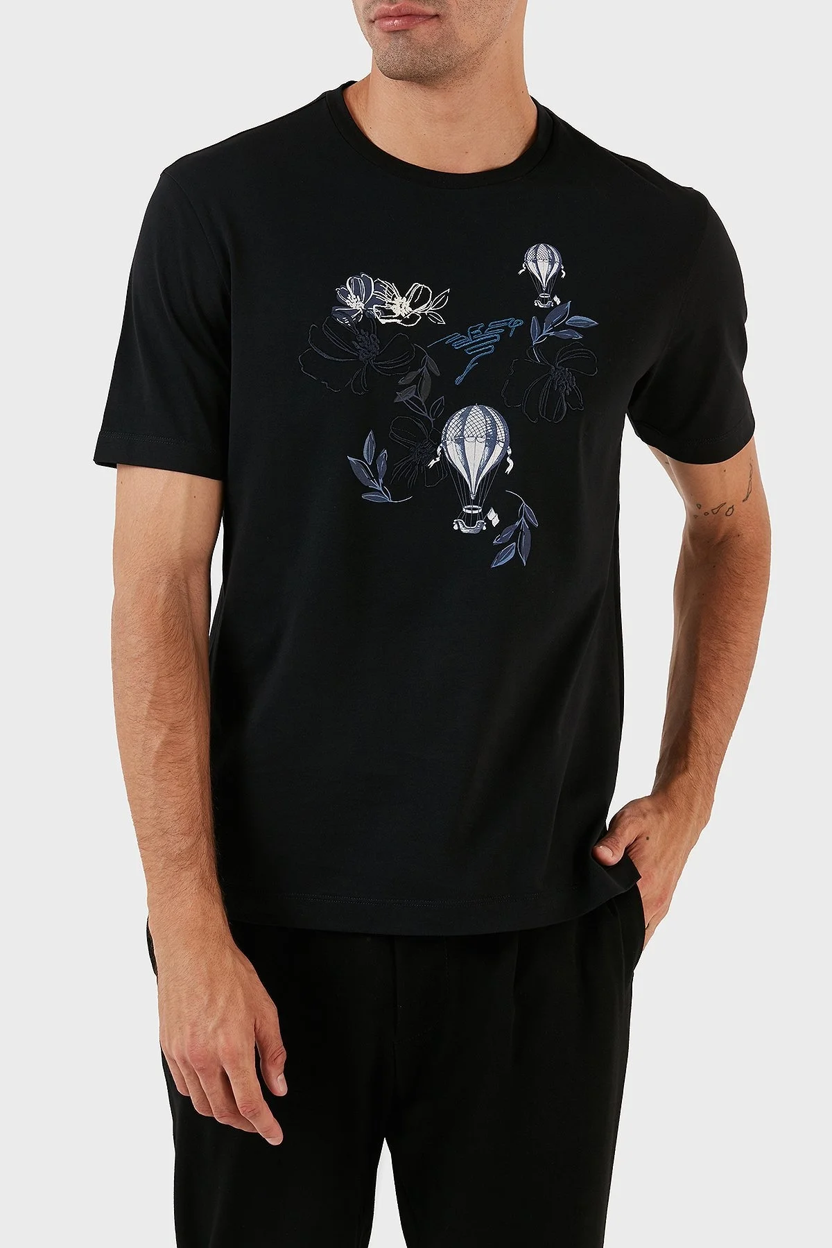 Emporio Armani Pamuklu Regular Fit Bisiklet Yaka Erkek T Shirt 6R1T8Q 1J7FZ 0042 SİYAH - 4