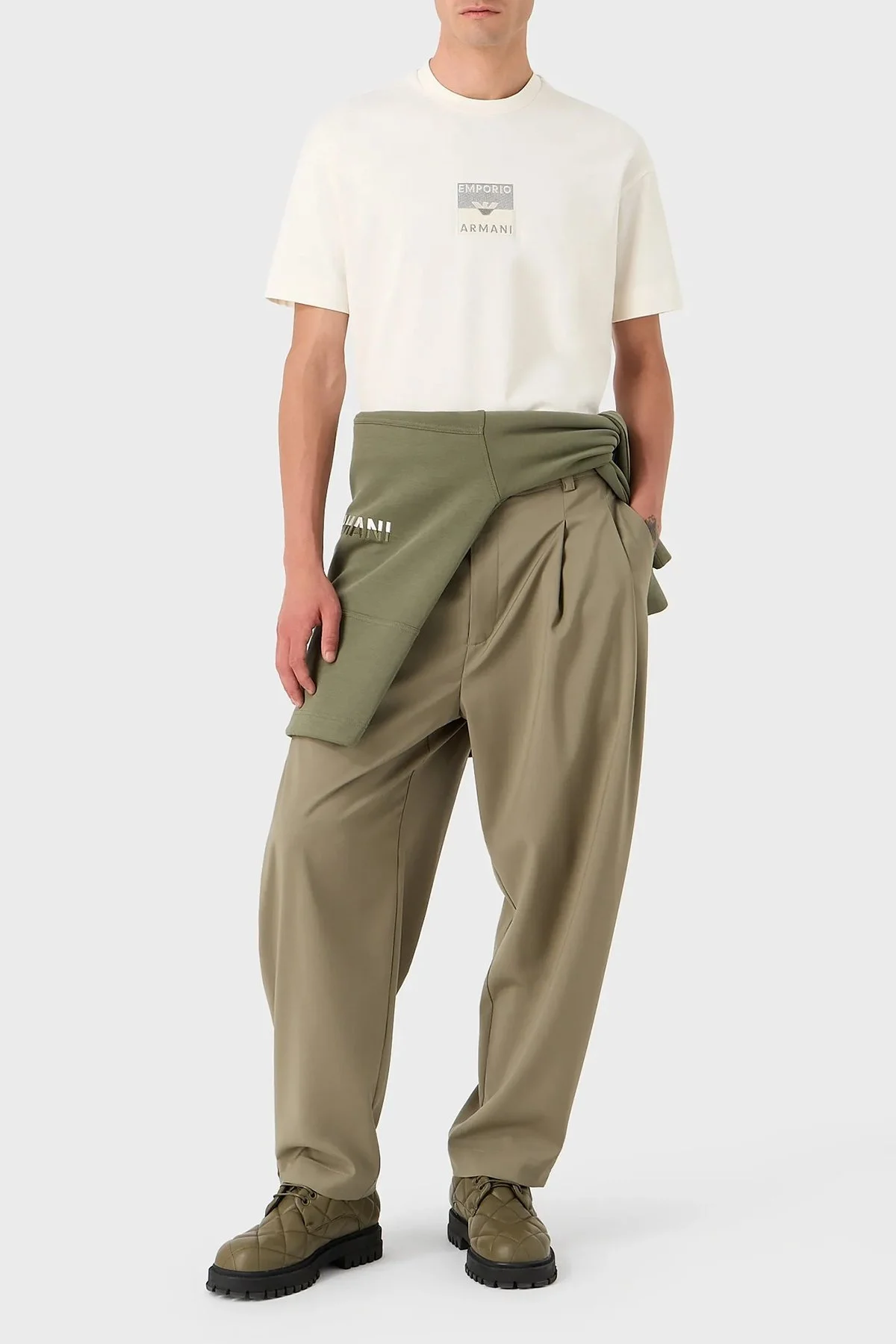 Emporio Armani Pamuklu Regular Fit Bisiklet Yaka Erkek T Shirt 6R1TDK 1JWZZ 0128 EKRU - 3