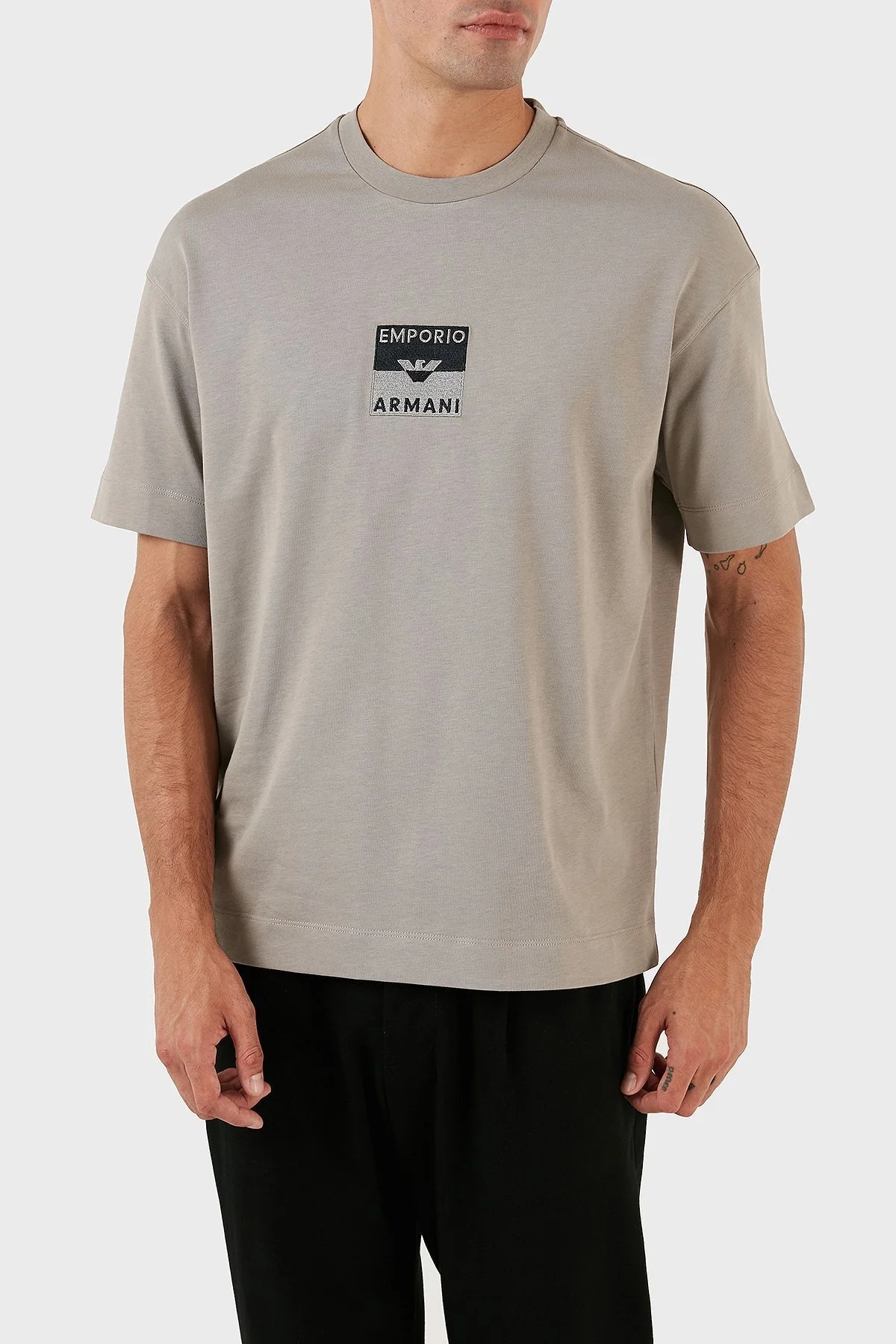 Emporio Armani Pamuklu Regular Fit Bisiklet Yaka Erkek T Shirt 6R1TDK 1JWZZ 0643 GRİ - 3