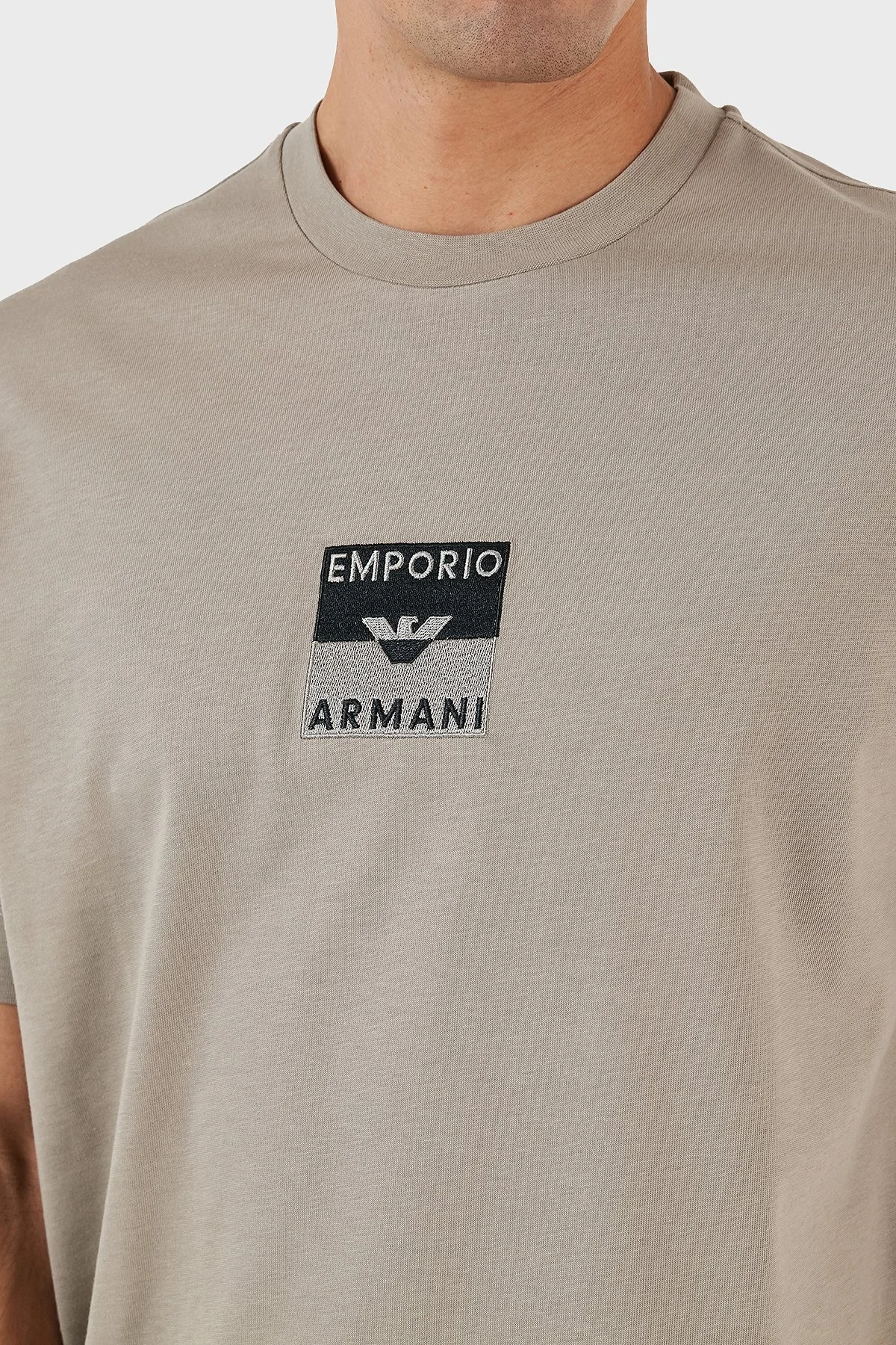 Emporio Armani Pamuklu Regular Fit Bisiklet Yaka Erkek T Shirt 6R1TDK 1JWZZ 0643 GRİ - 5