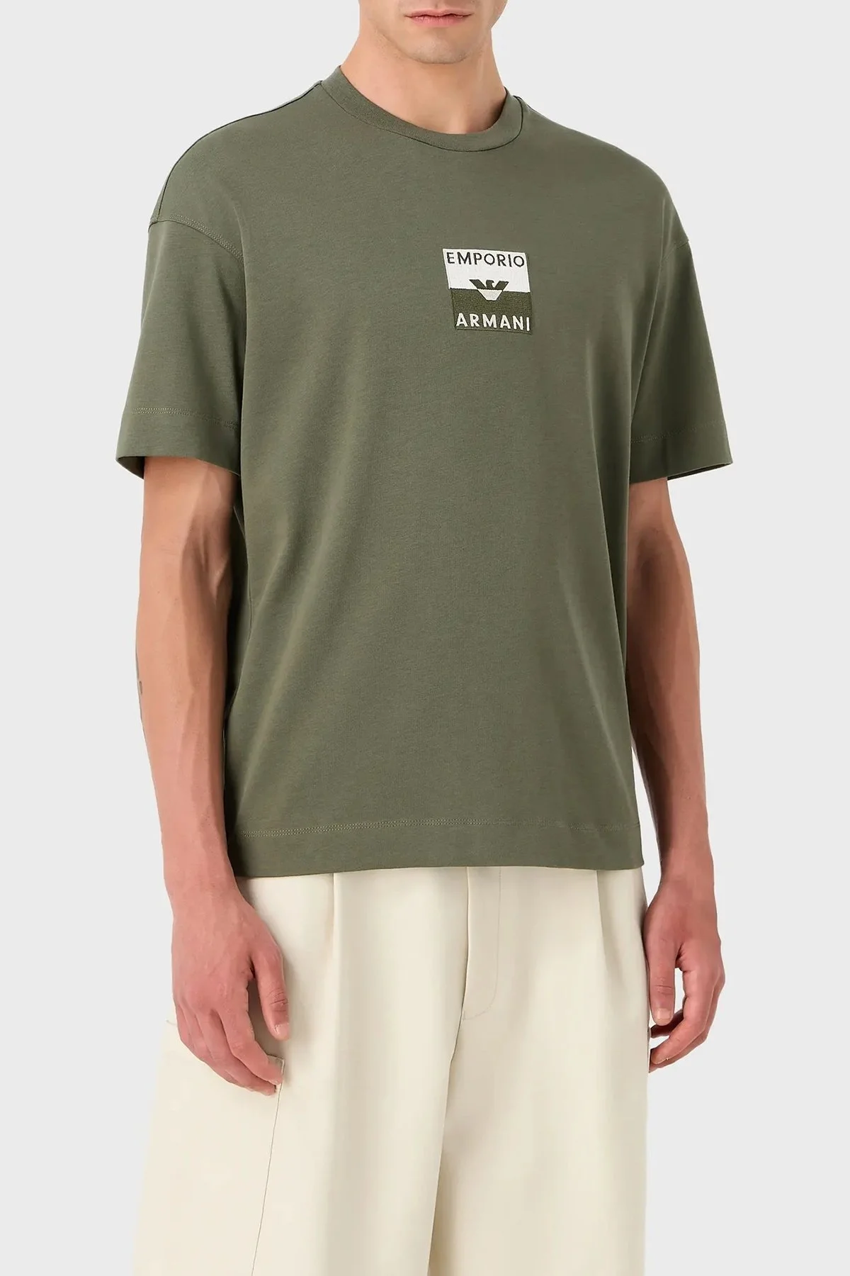 Emporio Armani Pamuklu Regular Fit Bisiklet Yaka Erkek T Shirt 6R1TDK 1JWZZ 0645 YEŞİL - 1