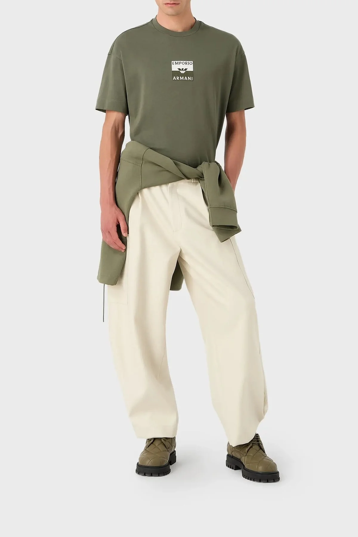 Emporio Armani Pamuklu Regular Fit Bisiklet Yaka Erkek T Shirt 6R1TDK 1JWZZ 0645 YEŞİL - 3