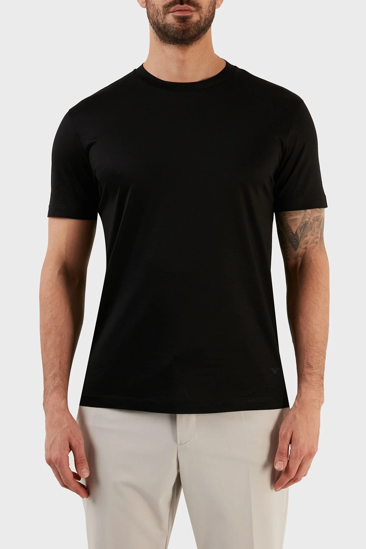 Emporio Armani Pamuklu Regular Fit Bisiklet Yaka Erkek T Shirt 8N1TE8 1JUVZ 0999 SİYAH - 1