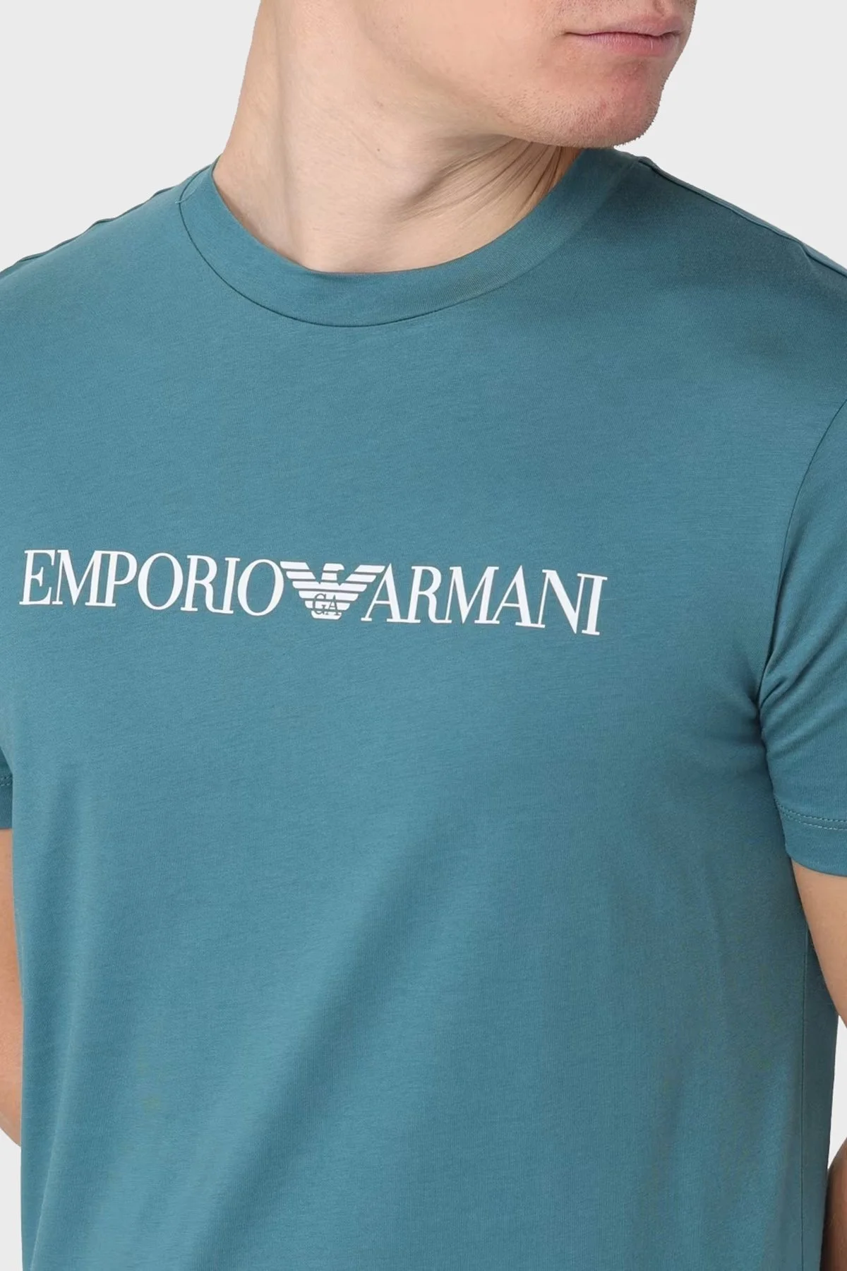 Emporio Armani Pamuklu Regular Fit Bisiklet Yaka Erkek T Shirt 8N1TN5 1JPZZ 07A2 PETROL - 3