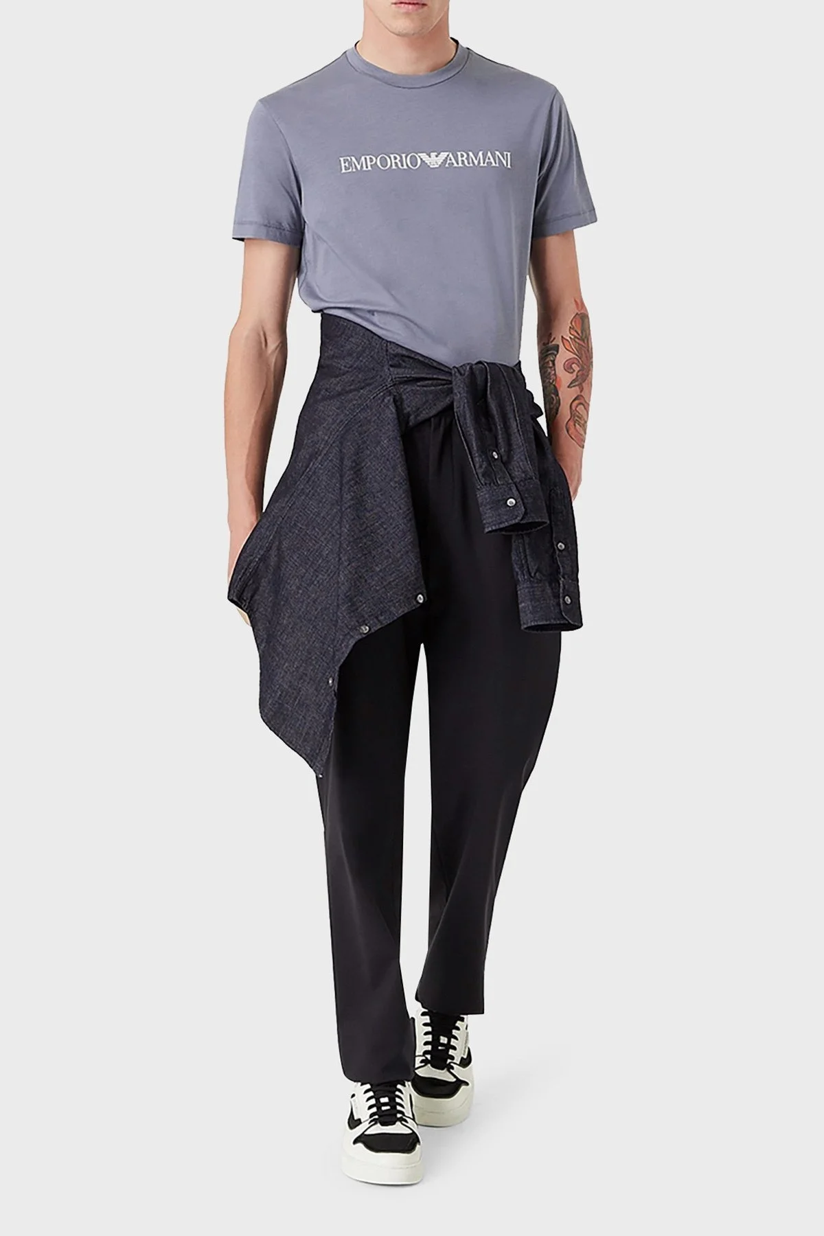 Emporio Armani Pamuklu Regular Fit Bisiklet Yaka Erkek T Shirt 8N1TN5 1JPZZ 08C2 LİLA - 3
