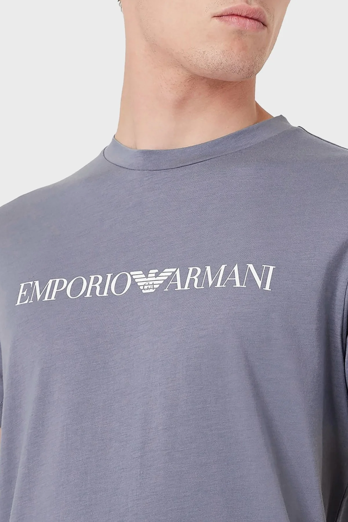 Emporio Armani Pamuklu Regular Fit Bisiklet Yaka Erkek T Shirt 8N1TN5 1JPZZ 08C2 LİLA - 4