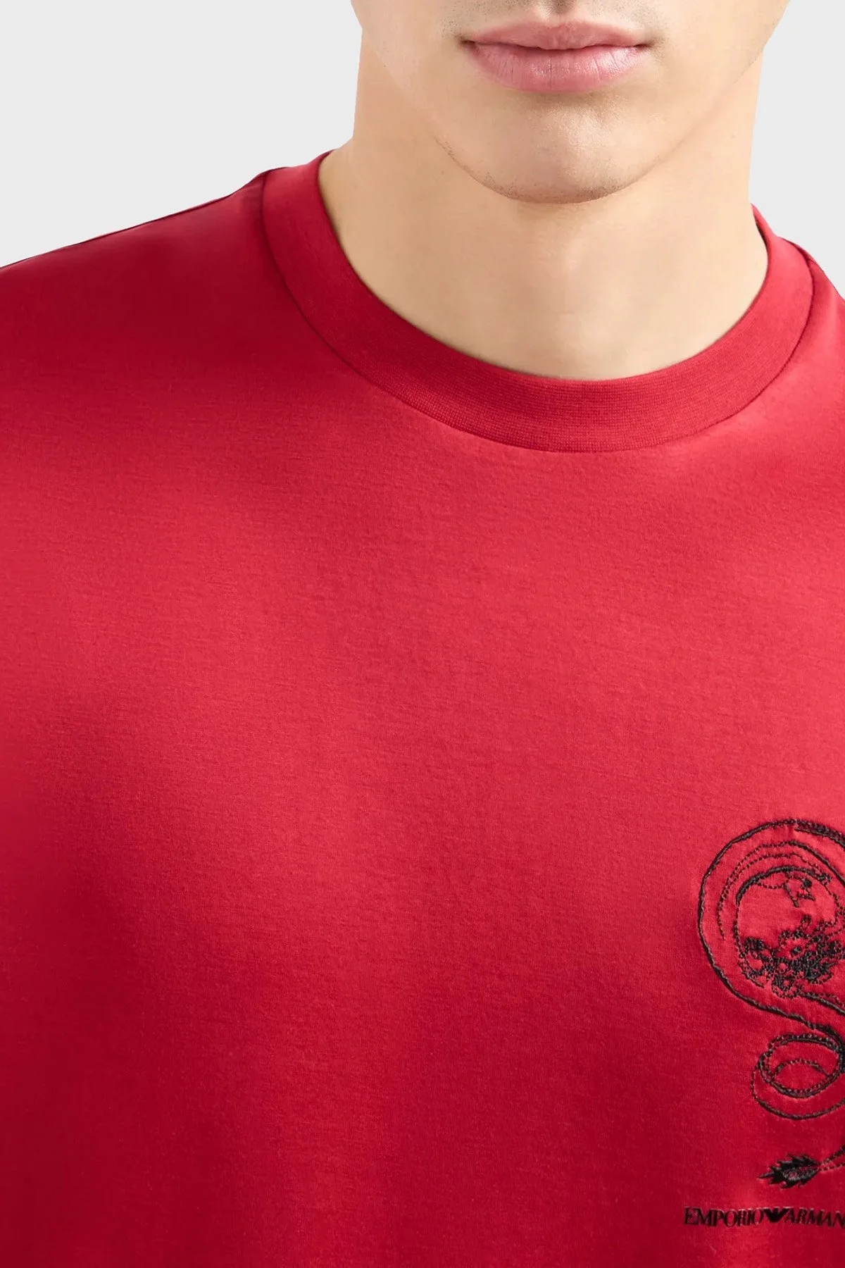 Emporio Armani Pamuklu Regular Fit Bisiklet Yaka Erkek T Shirt EM000009 AF10017 M5003 KIRMIZI - 2