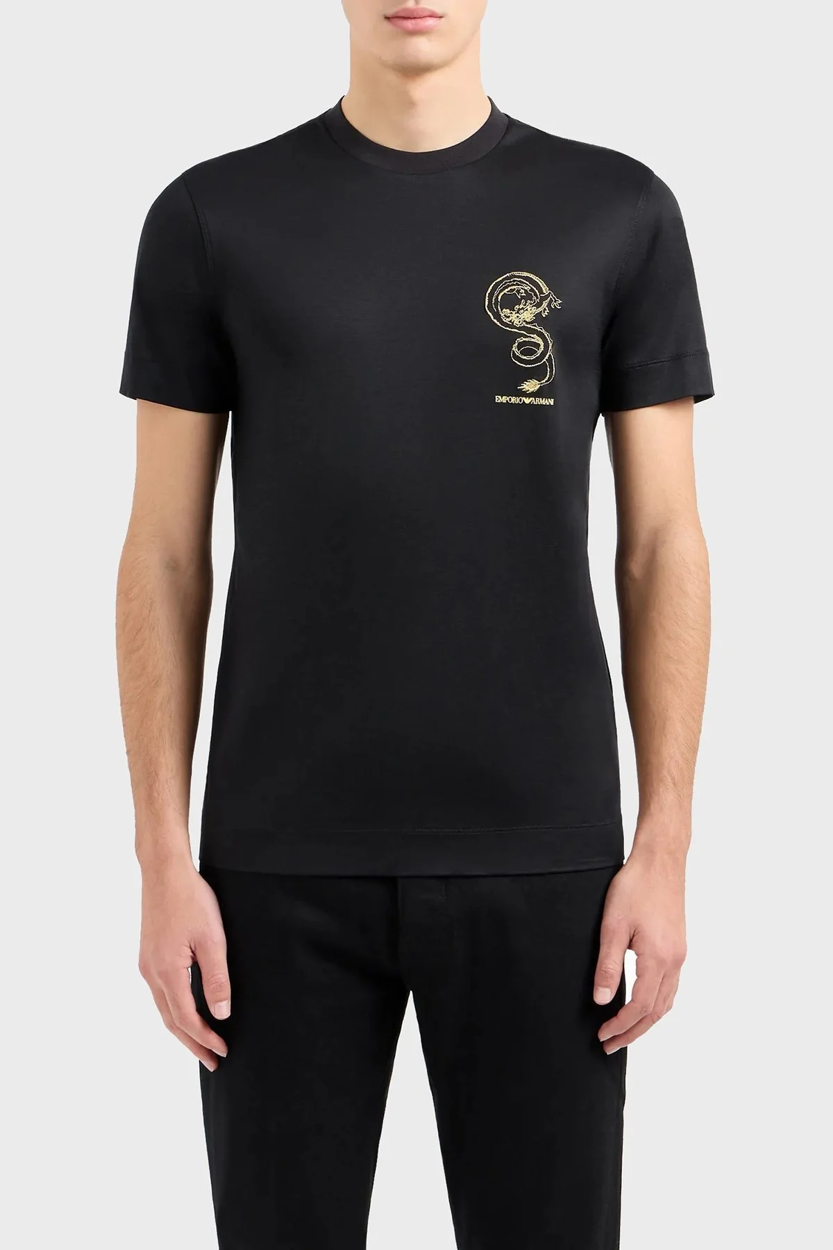Emporio Armani Pamuklu Regular Fit Bisiklet Yaka Erkek T Shirt EM000009 AF10017 MC013 SİYAH - 1