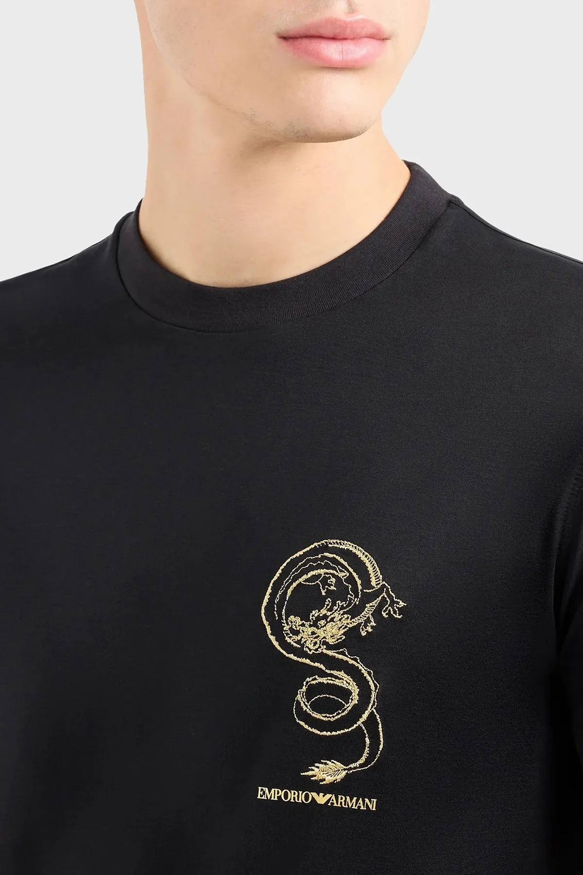 Emporio Armani Pamuklu Regular Fit Bisiklet Yaka Erkek T Shirt EM000009 AF10017 MC013 SİYAH - 3