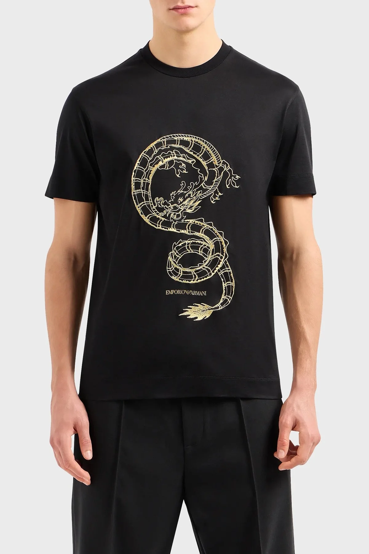 Emporio Armani Pamuklu Regular Fit Bisiklet Yaka Erkek T Shirt EM000009 AF10017 MC014 SİYAH - 1